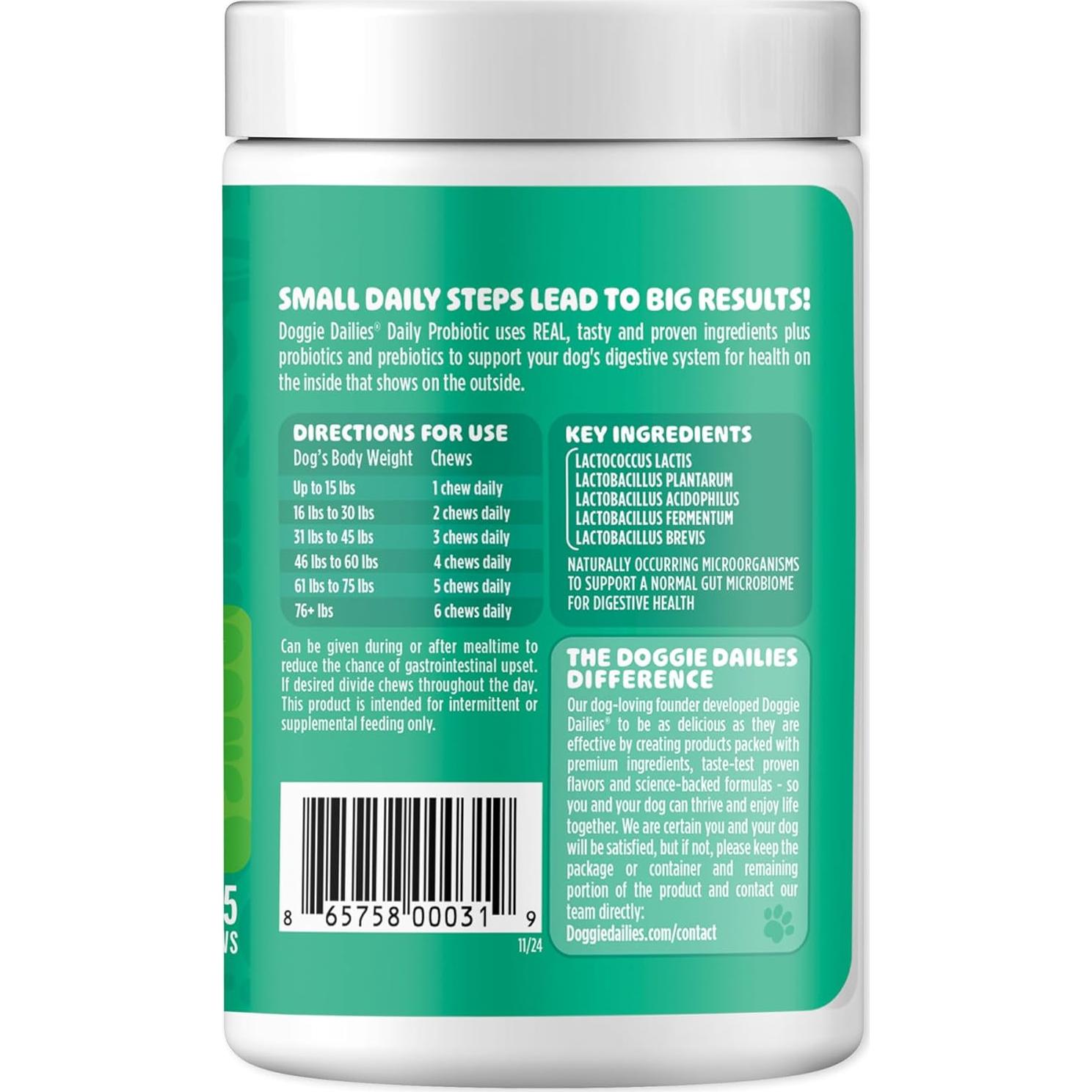 Probioticos Masticables Doggie Dailies para Perros Sabor Pato