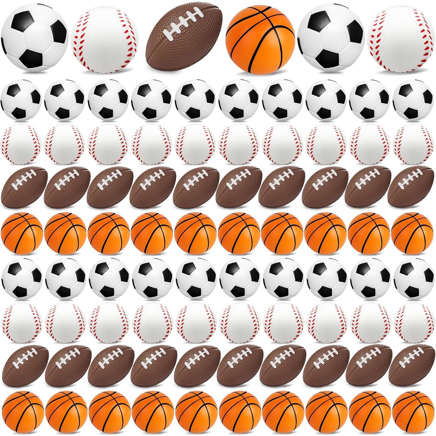 96 Mini Pelotas de Estrés Deportivas Oleitodh - Fútbol, Baloncesto, Béisbol