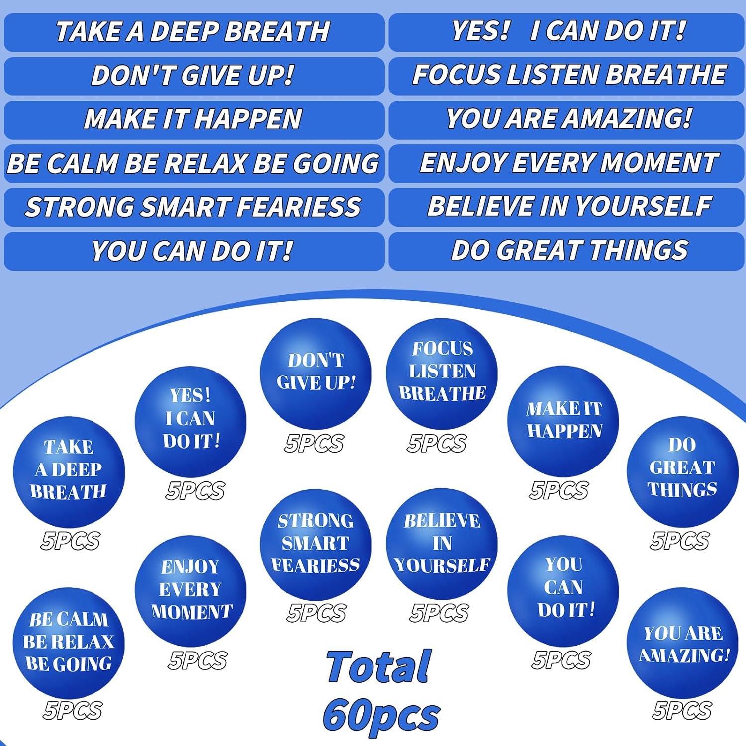 96 Pelotas Antiestrés Motivacionales 5 cm Oleitodh - Azul