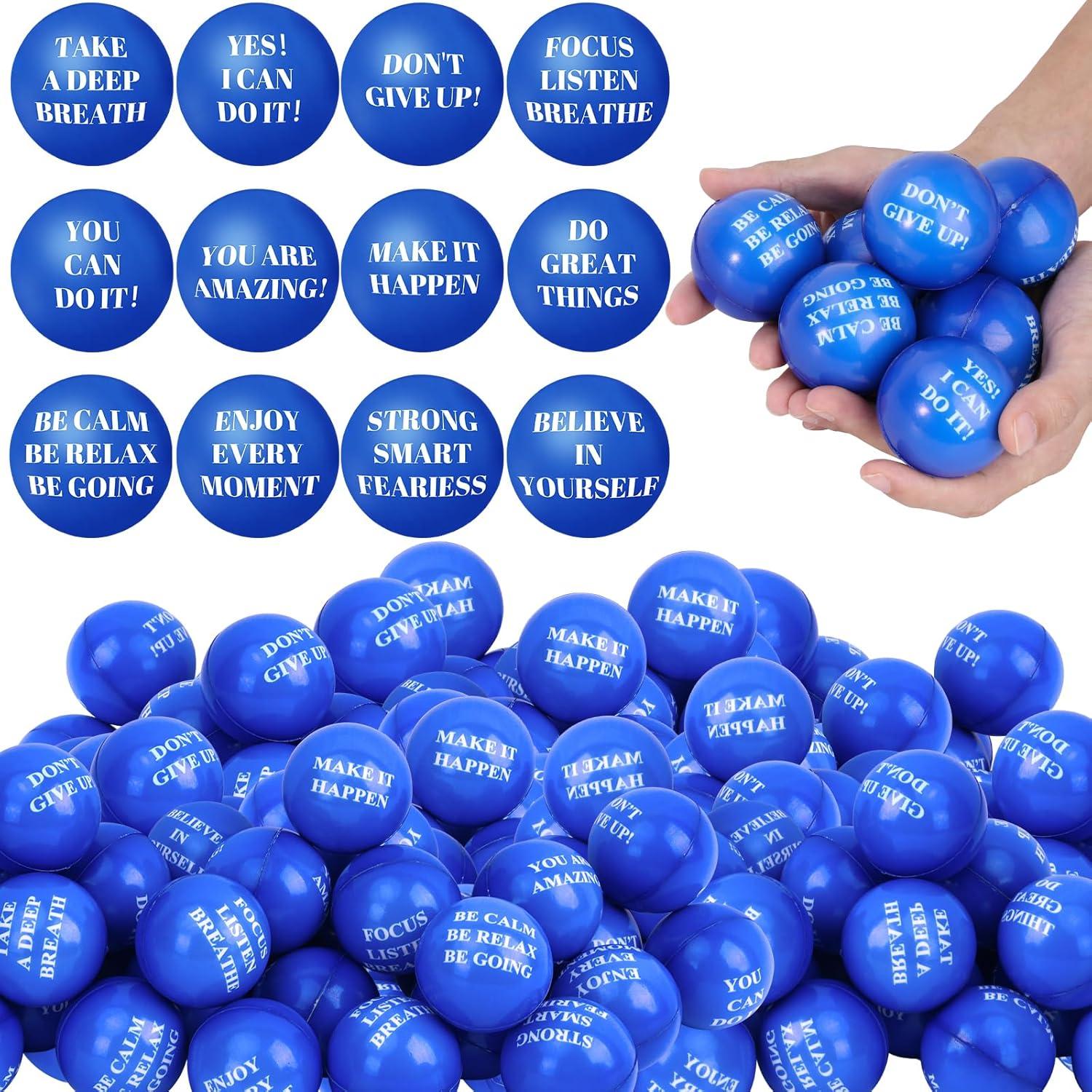 96 Pelotas Antiestrés Motivacionales 5 cm Oleitodh - Azul
