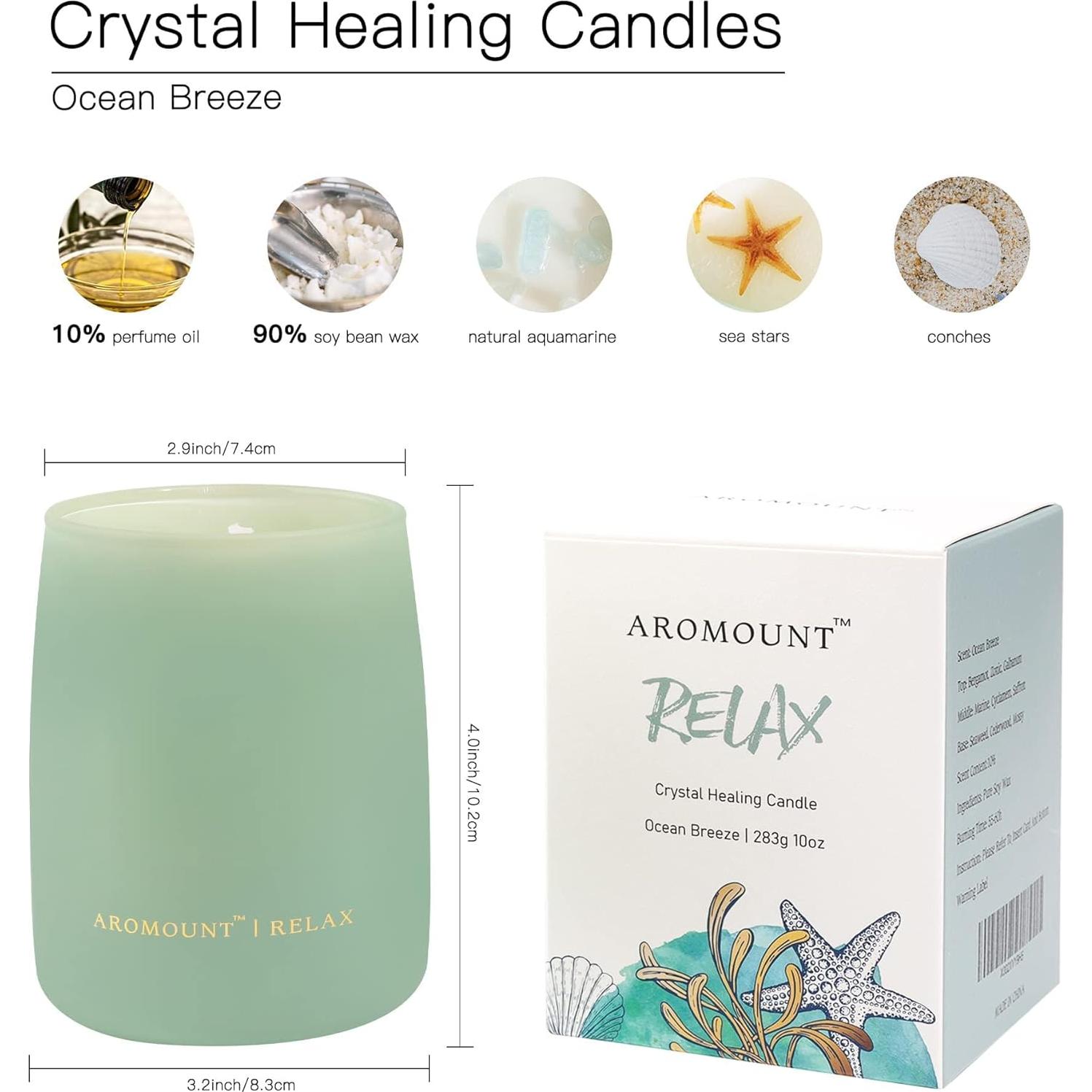 Vela Aromática Brisa Oceánica AROMOUNT 10oz Cera de Soja