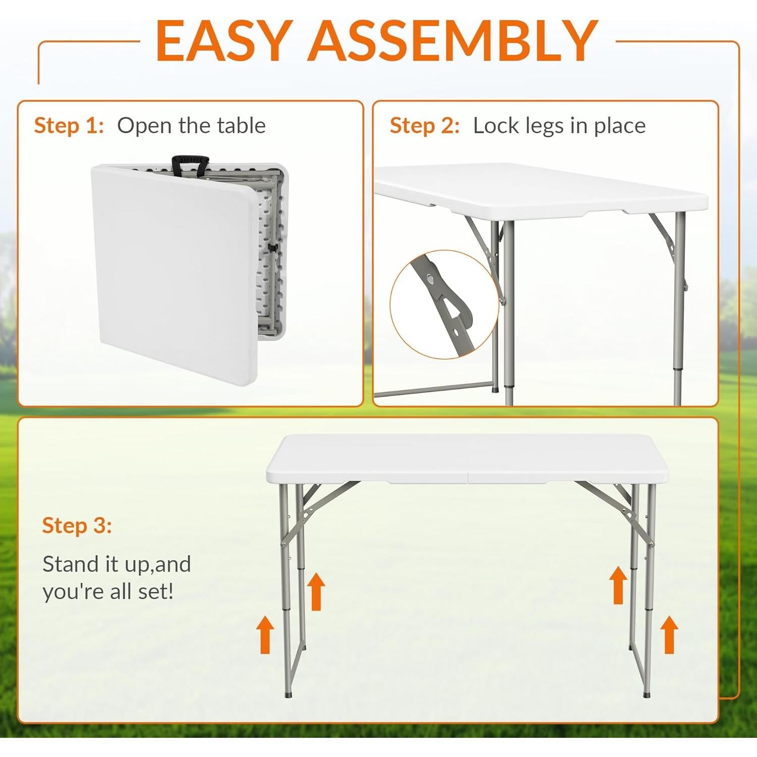 Mesa Plegable Elevon 4 Pies Alta Resistencia para Camping y Picnic