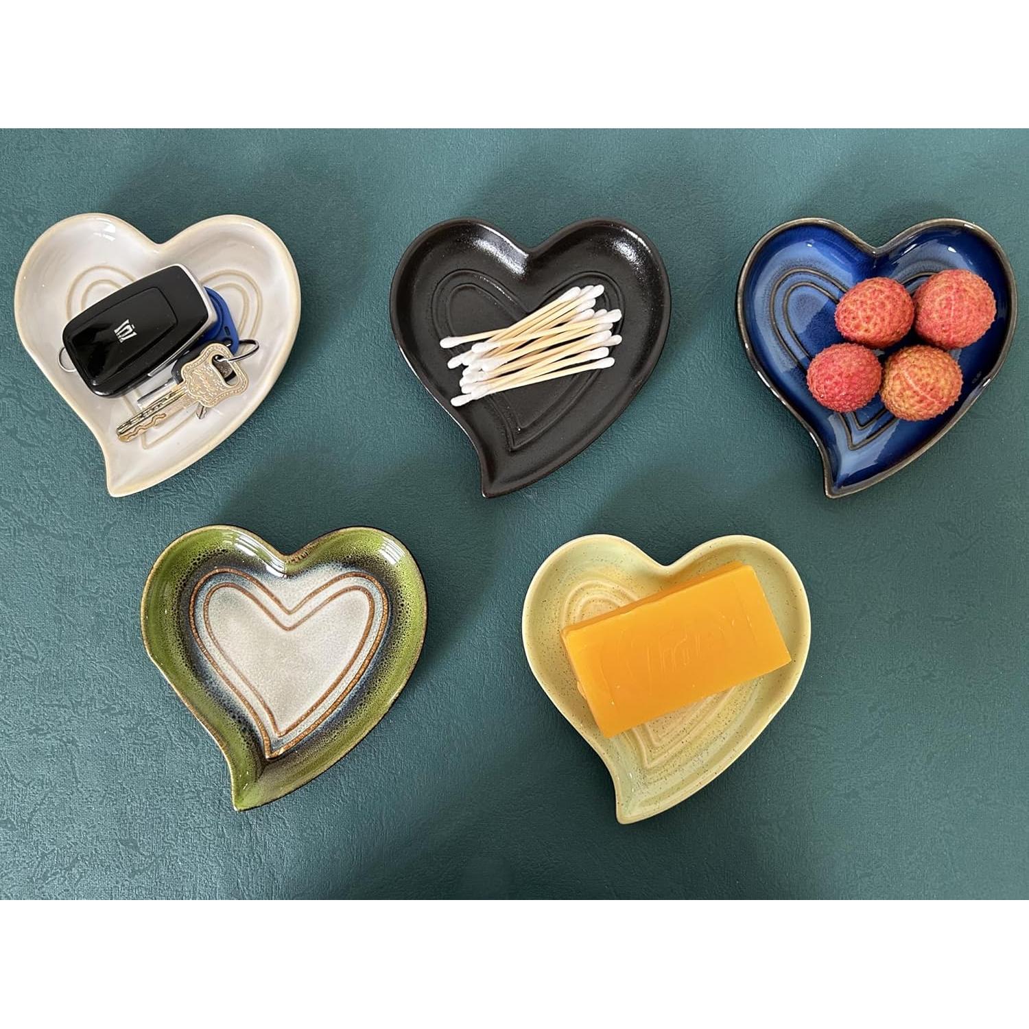 Soporte de Cuchara de Cerámica Corazón Rhobtyne Beige Verde