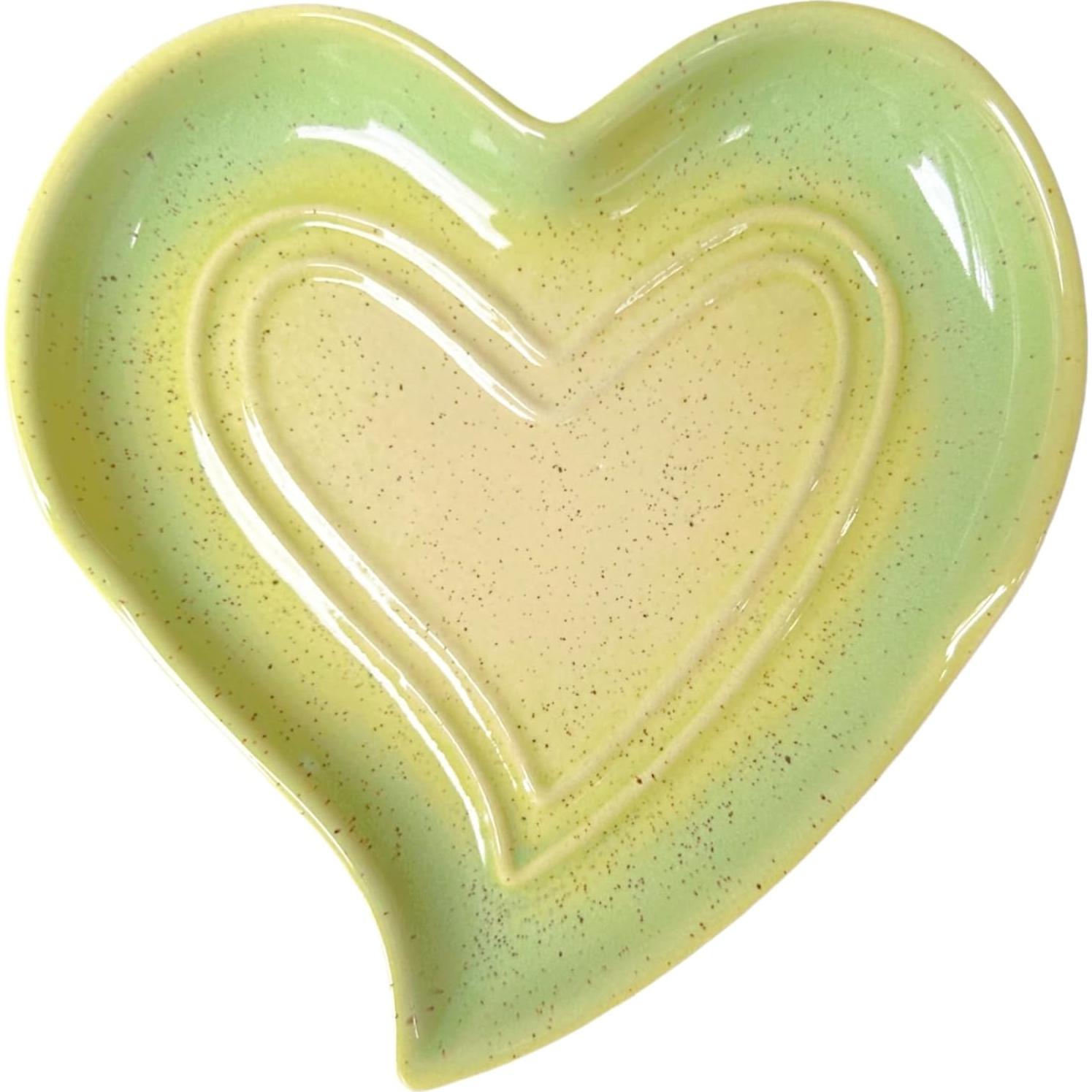 Soporte de Cuchara de Cerámica Corazón Rhobtyne Beige Verde