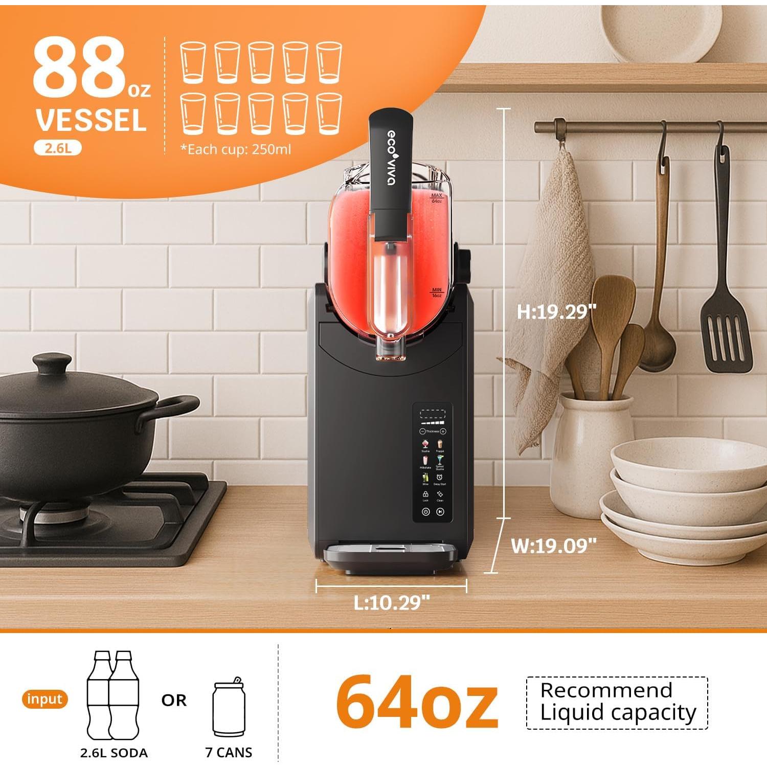 Máquina de Slushie Ecoviva ECO-401CS 88 oz Pantalla Color