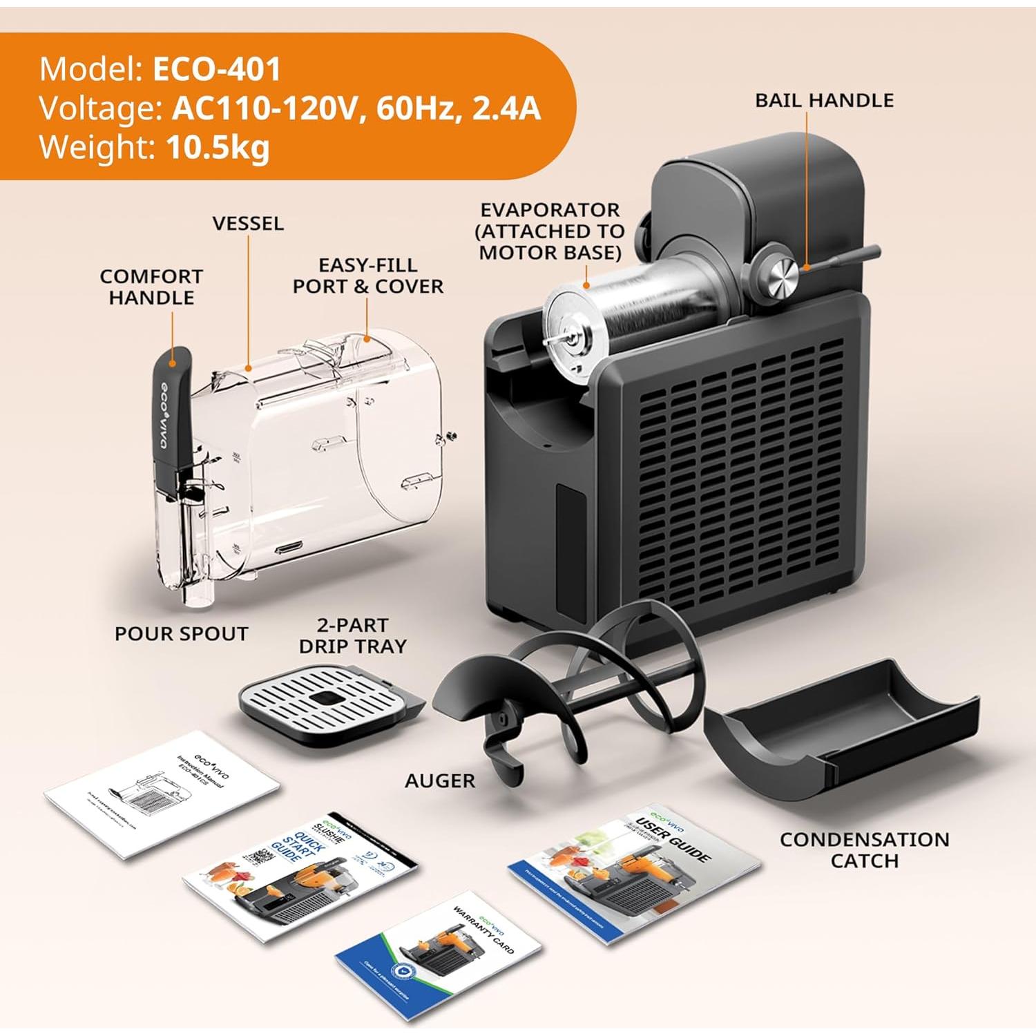 Máquina de Slushie Ecoviva ECO-401CS 88 oz Pantalla Color