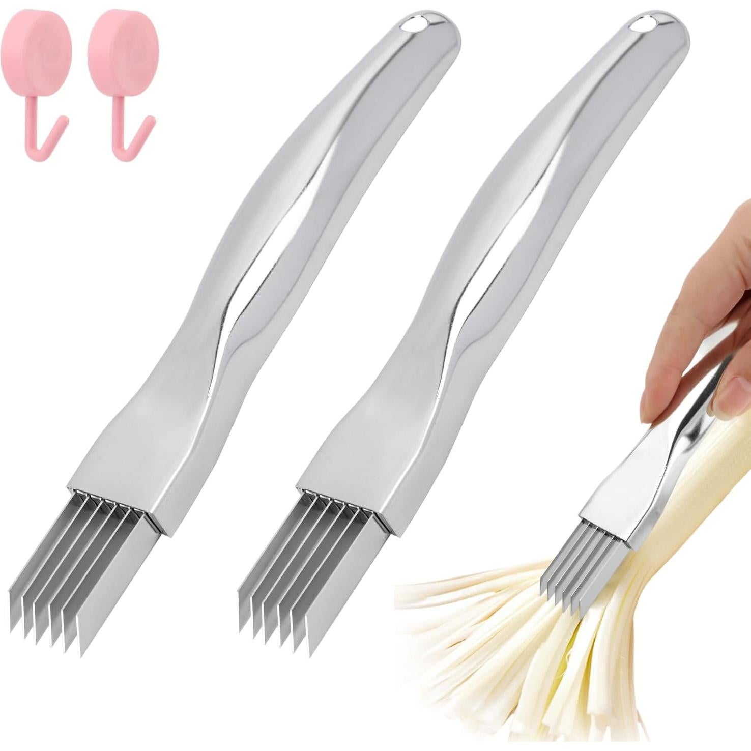 Cortador de Cebollín TLPCRKI 2 Piezas Acero Inoxidable 6 Cuchillas