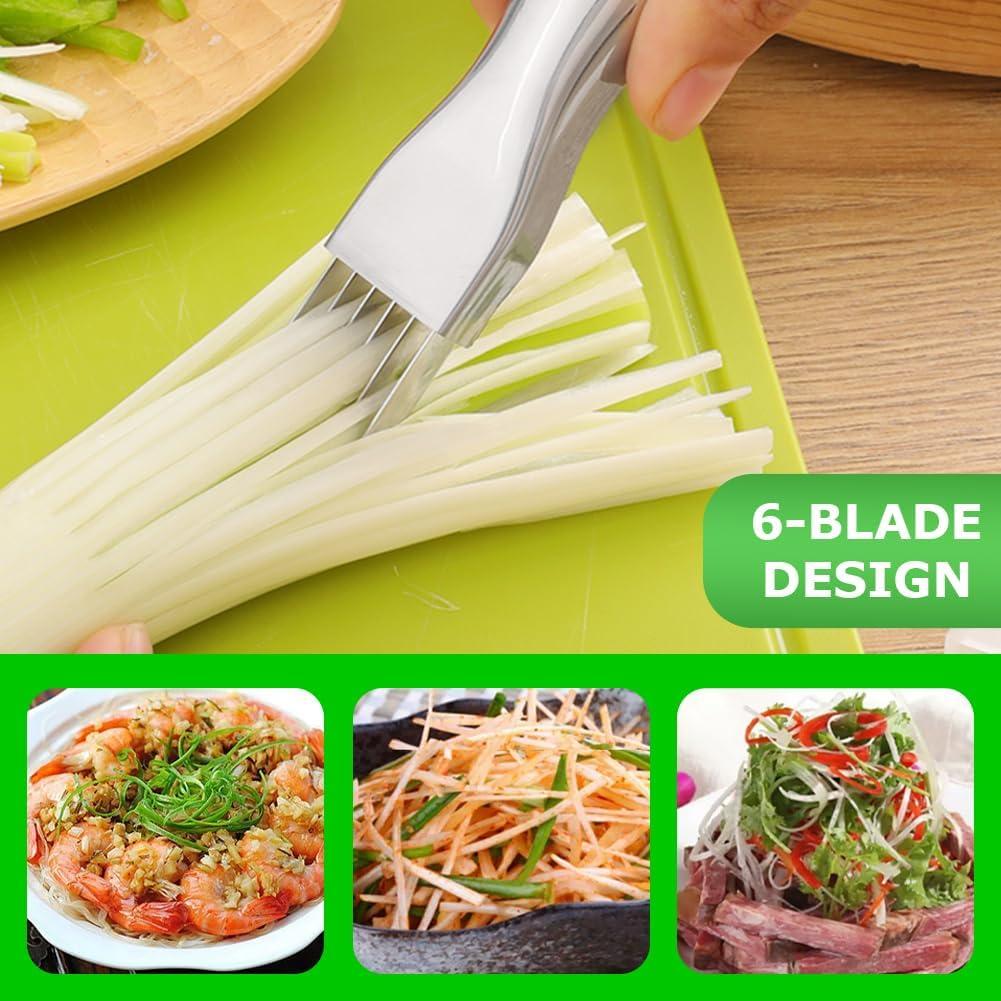 Cortador de Cebollín TLPCRKI 2 Piezas Acero Inoxidable 6 Cuchillas