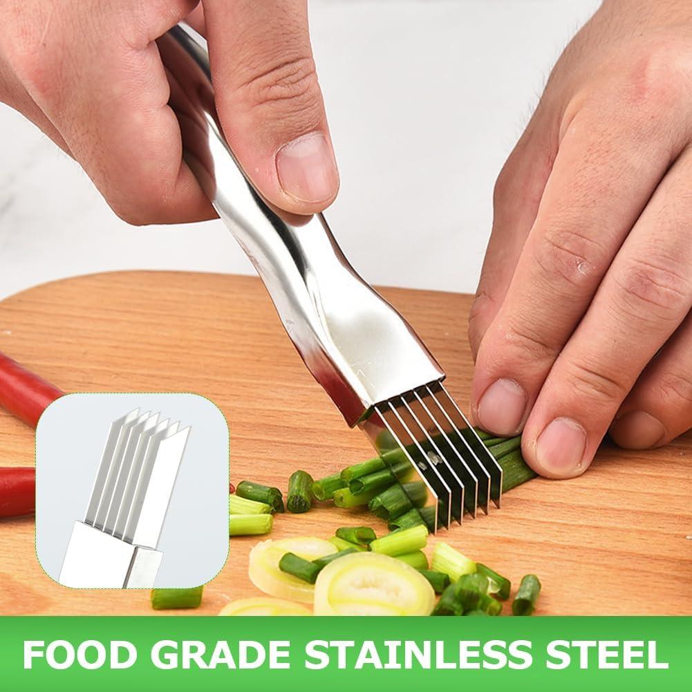 Cortador de Cebollín TLPCRKI 2 Piezas Acero Inoxidable 6 Cuchillas