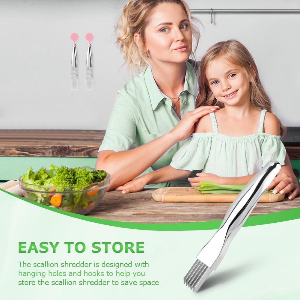 Cortador de Cebollín TLPCRKI 2 Piezas Acero Inoxidable 6 Cuchillas