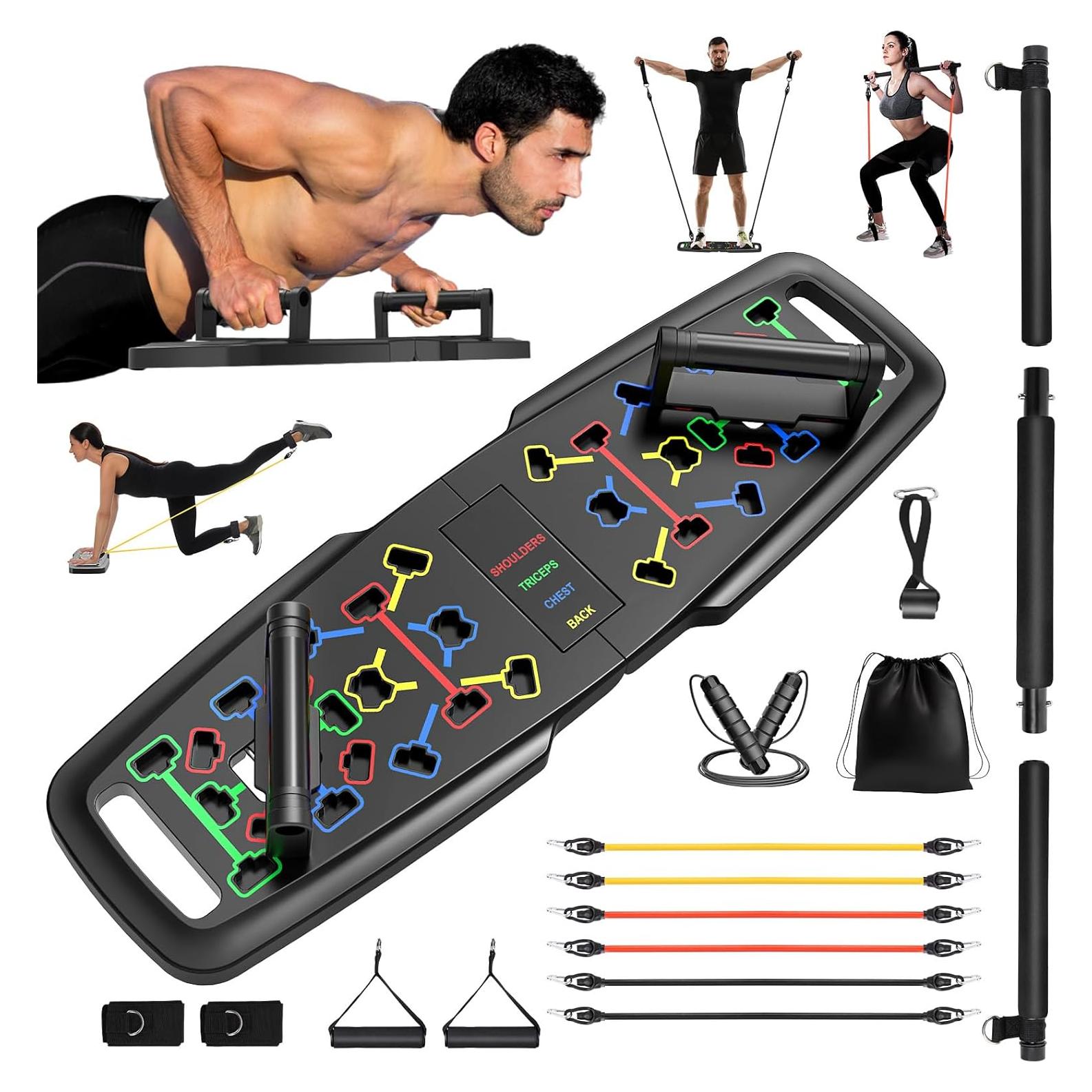 Equipo de Ejercicio en Casa KUYOU - Tabla de Flexiones y Bandas