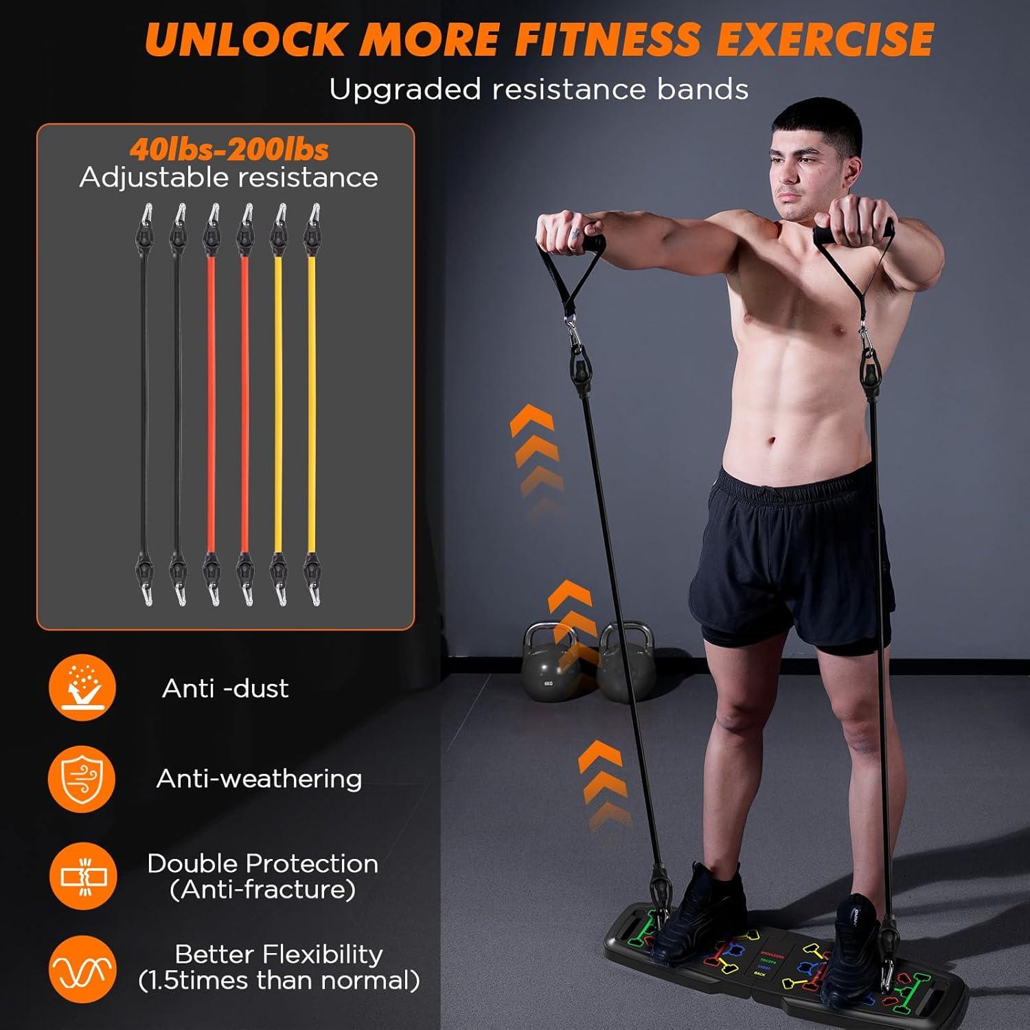 Equipo de Ejercicio en Casa KUYOU - Tabla de Flexiones y Bandas