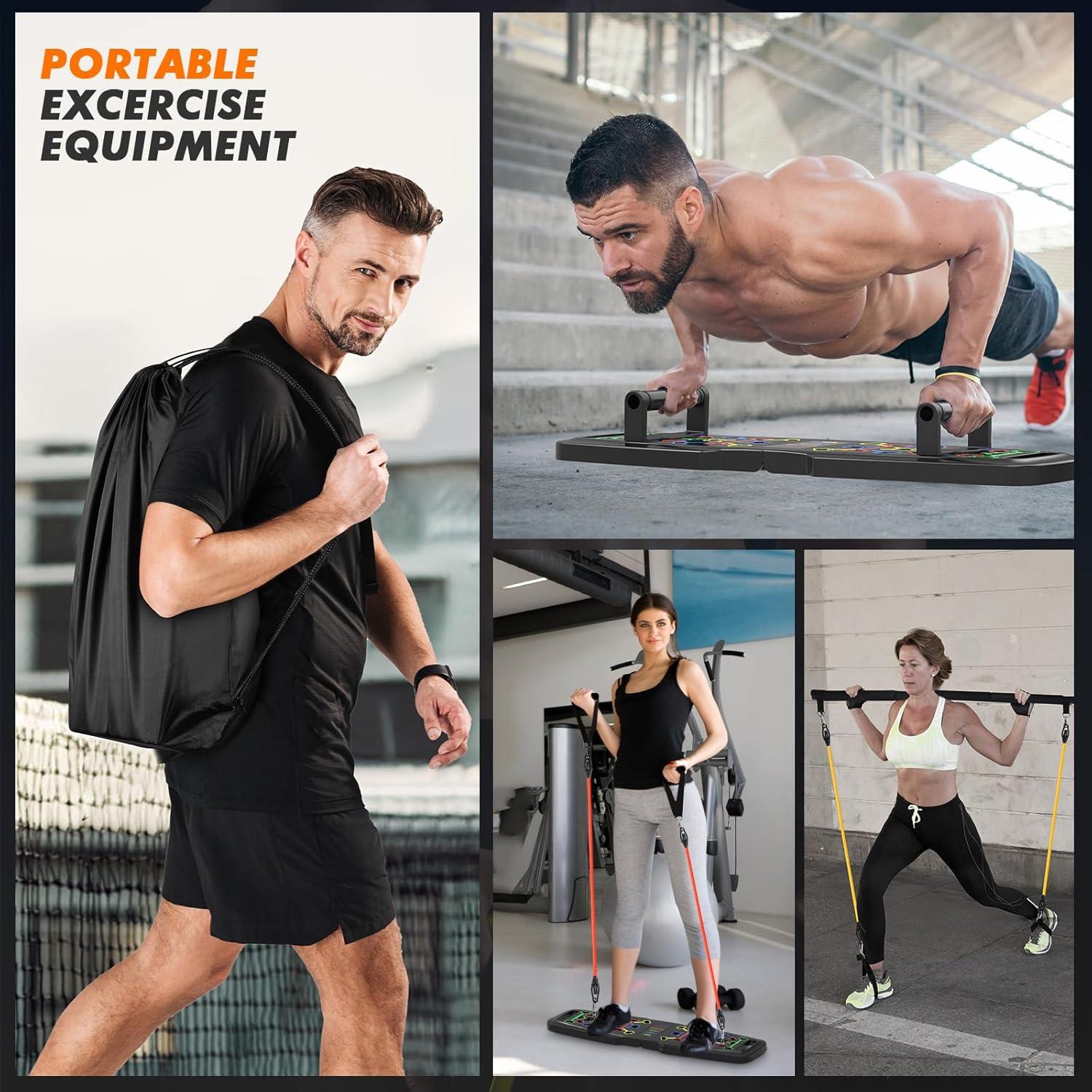 Equipo de Ejercicio en Casa KUYOU - Tabla de Flexiones y Bandas