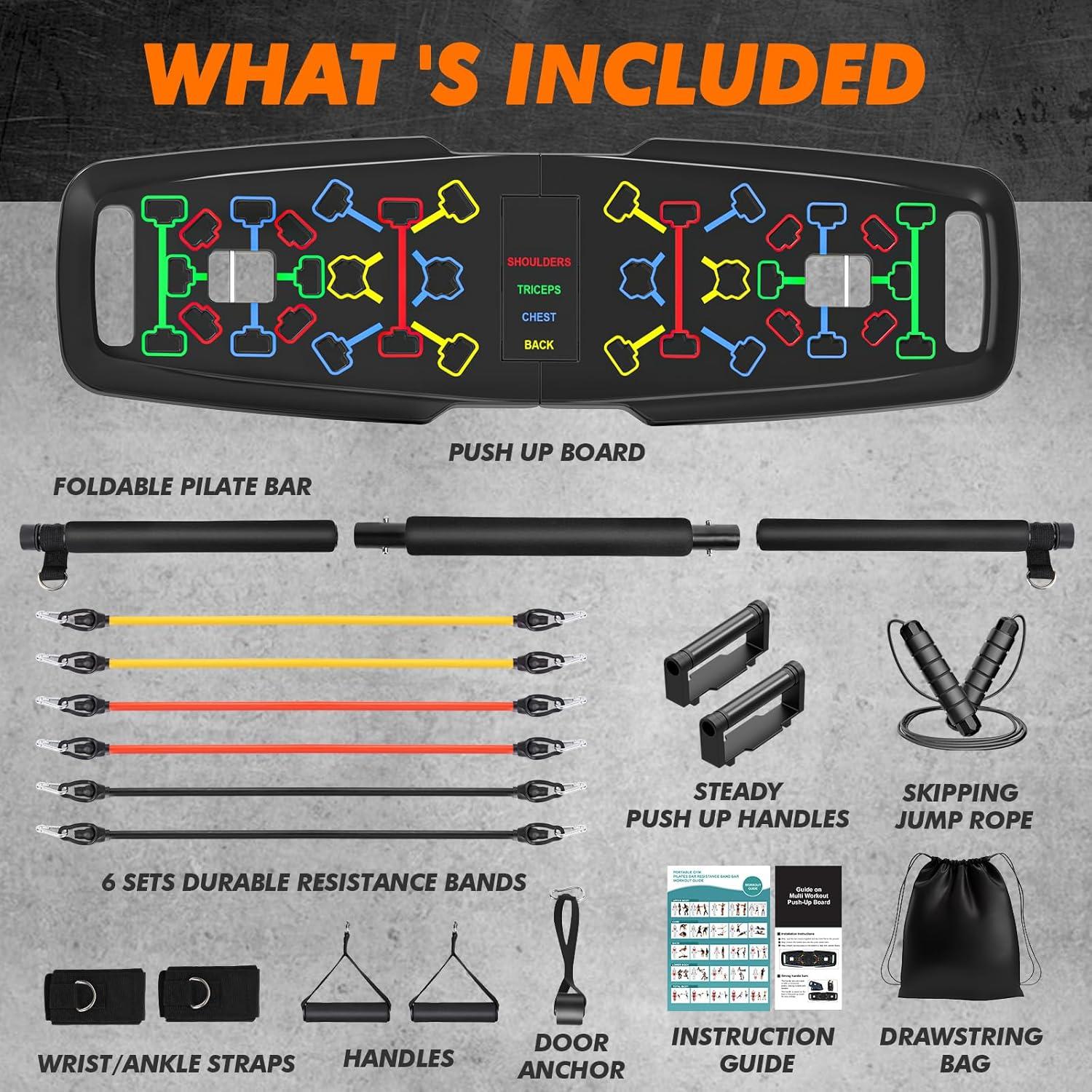 Equipo de Ejercicio en Casa KUYOU - Tabla de Flexiones y Bandas