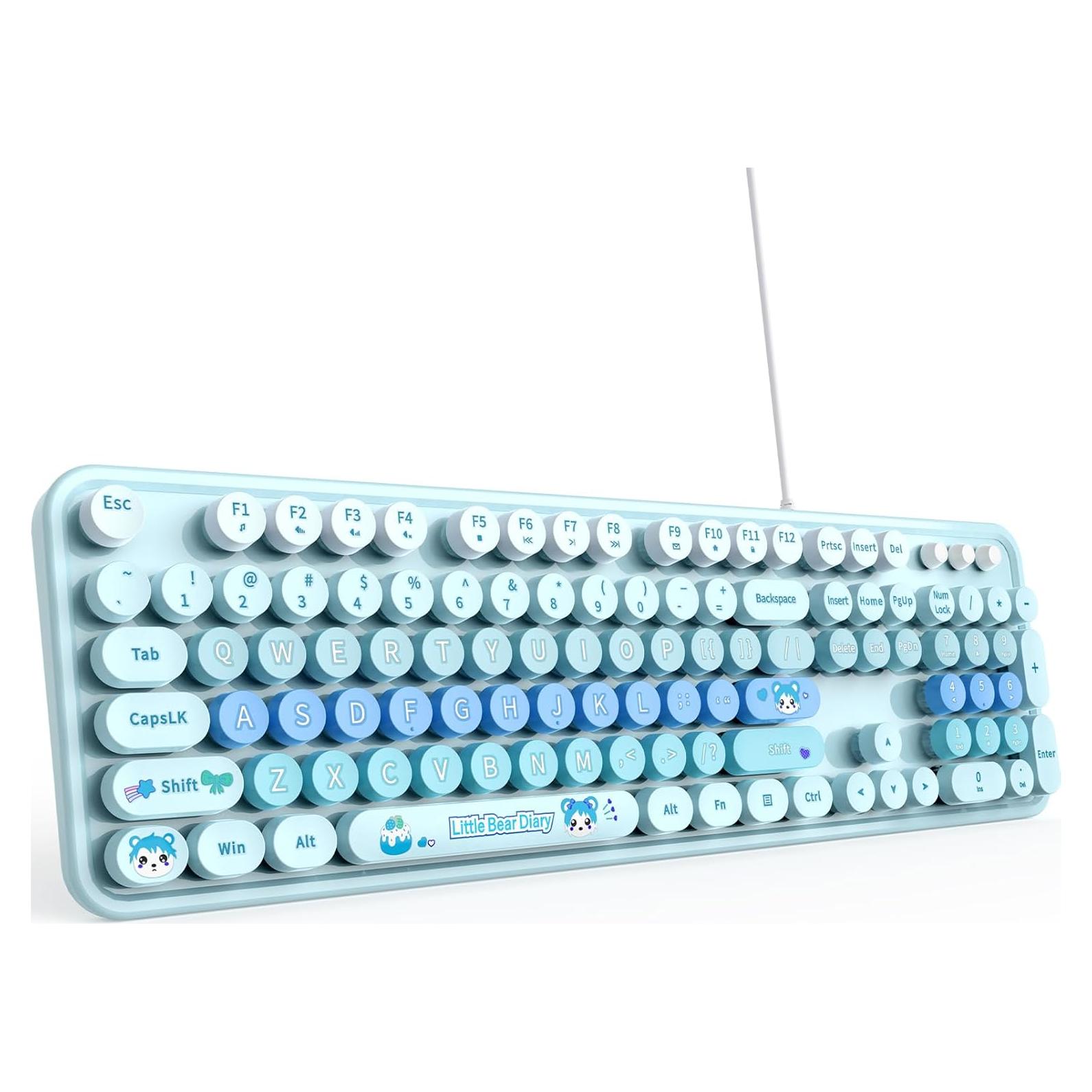 Teclado Retro con Cable MOFII USB Tamaño Completo Azul