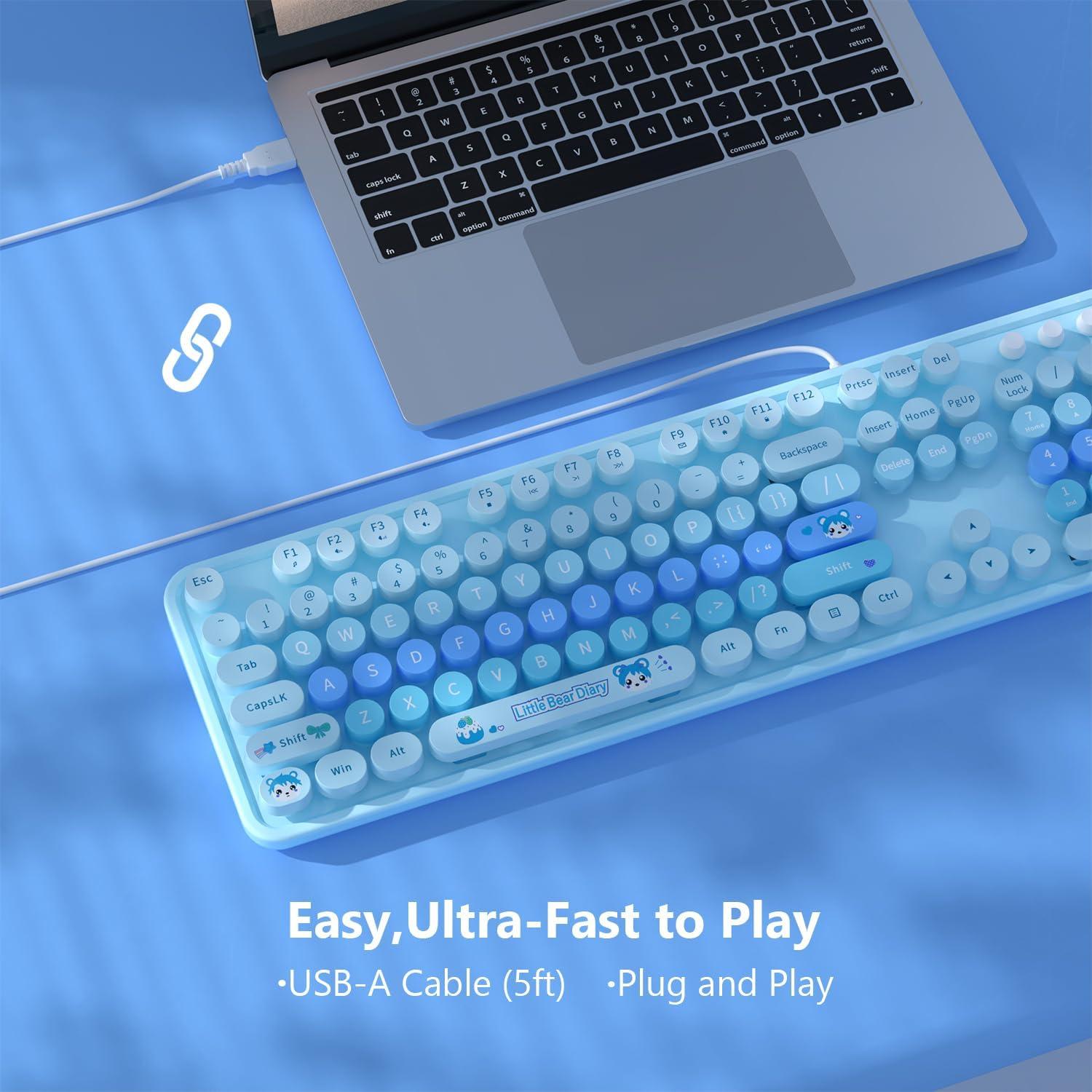 Teclado Retro con Cable MOFII USB Tamaño Completo Azul