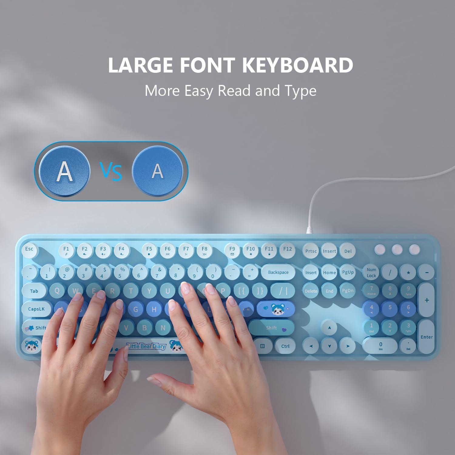 Teclado Retro con Cable MOFII USB Tamaño Completo Azul