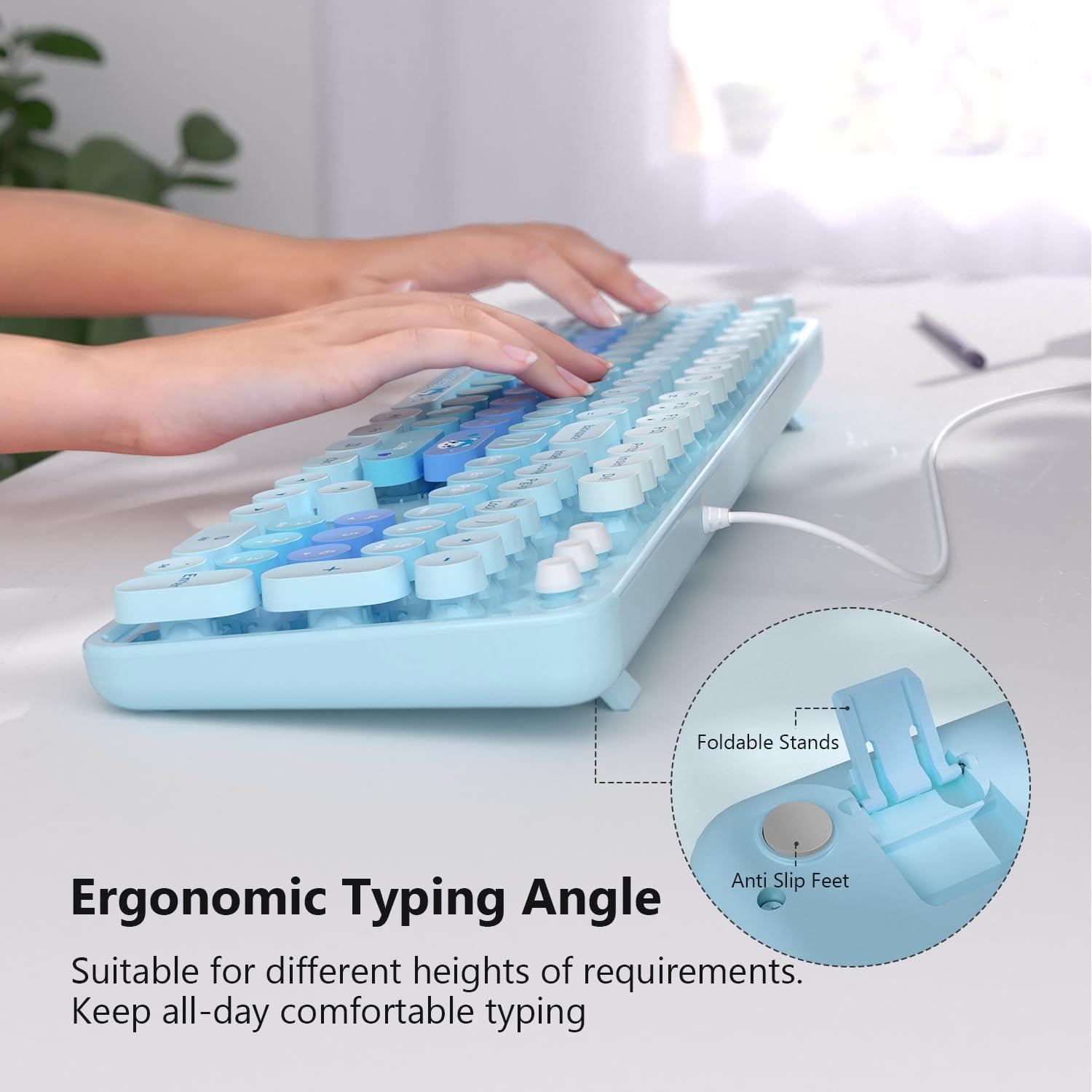 Teclado Retro con Cable MOFII USB Tamaño Completo Azul