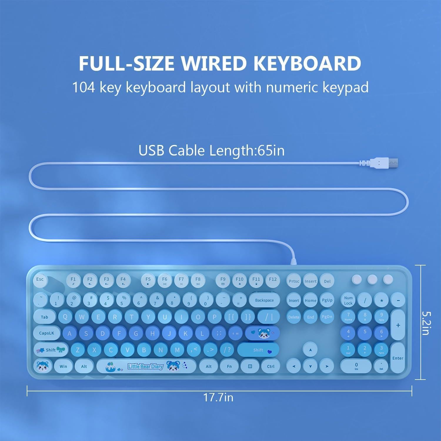 Teclado Retro con Cable MOFII USB Tamaño Completo Azul