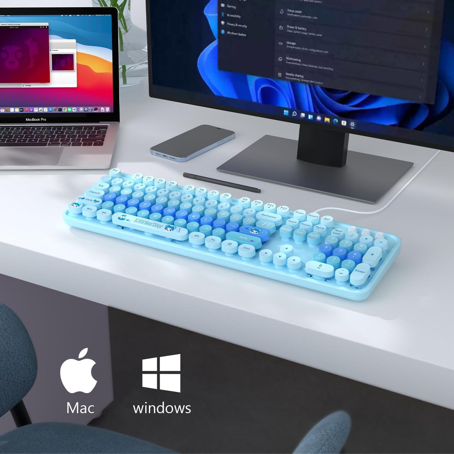 Teclado Retro con Cable MOFII USB Tamaño Completo Azul