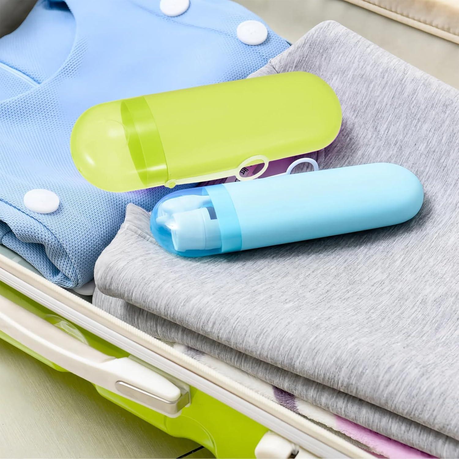 Estuche de Cepillo de Dientes de Viaje YKuzLx 2 Piezas Verde y Azul