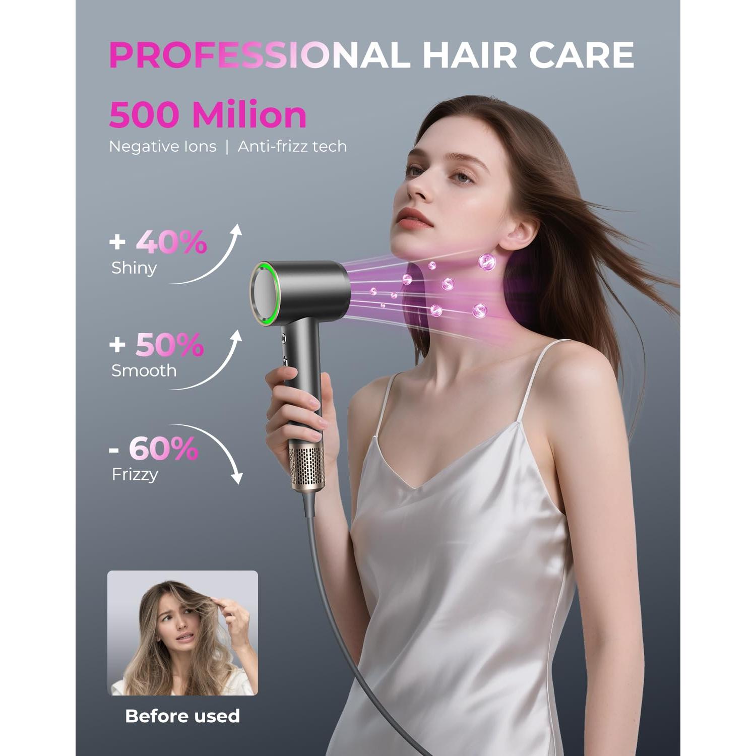 Secador de Pelo Iónico SHRATE Profesional 500M Iones Negativos