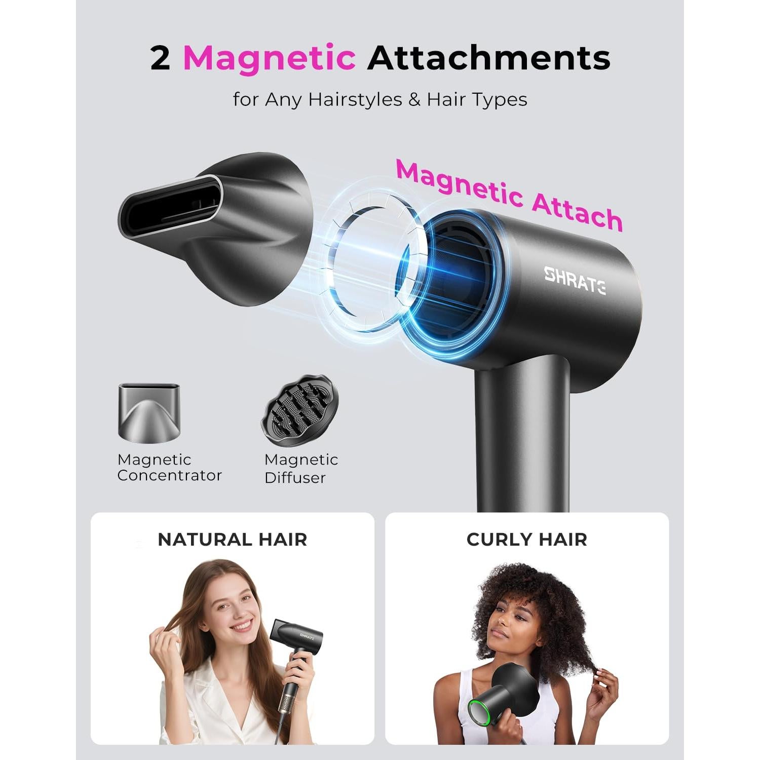 Secador de Pelo Iónico SHRATE Profesional 500M Iones Negativos