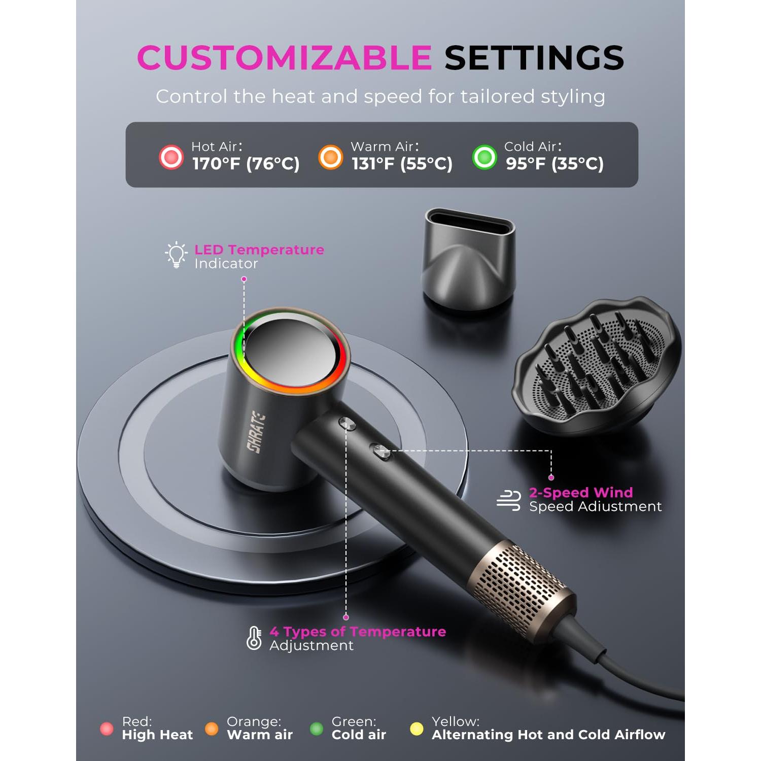 Secador de Pelo Iónico SHRATE Profesional 500M Iones Negativos