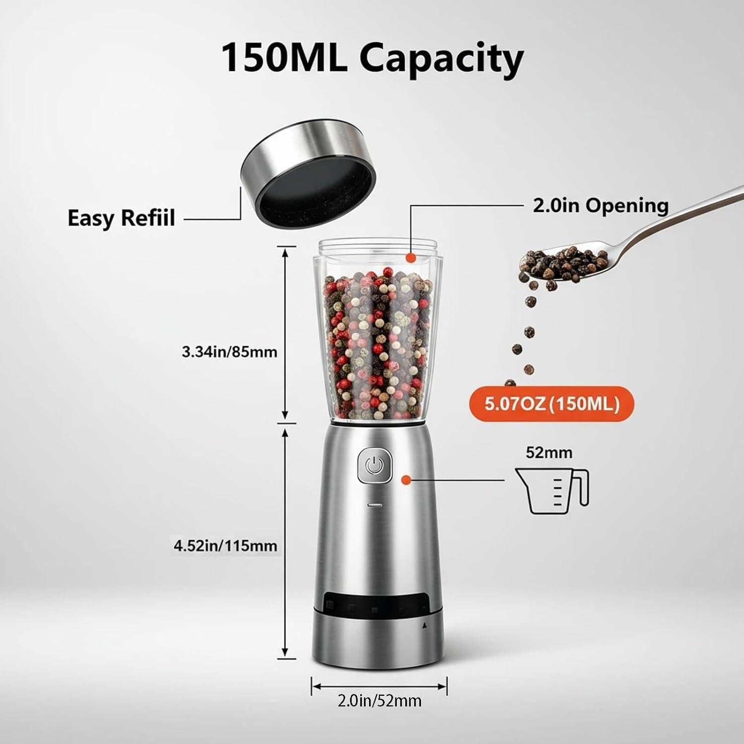 Juego de Molinillos Eléctricos de Sal y Pimienta FUSHUI 150ml