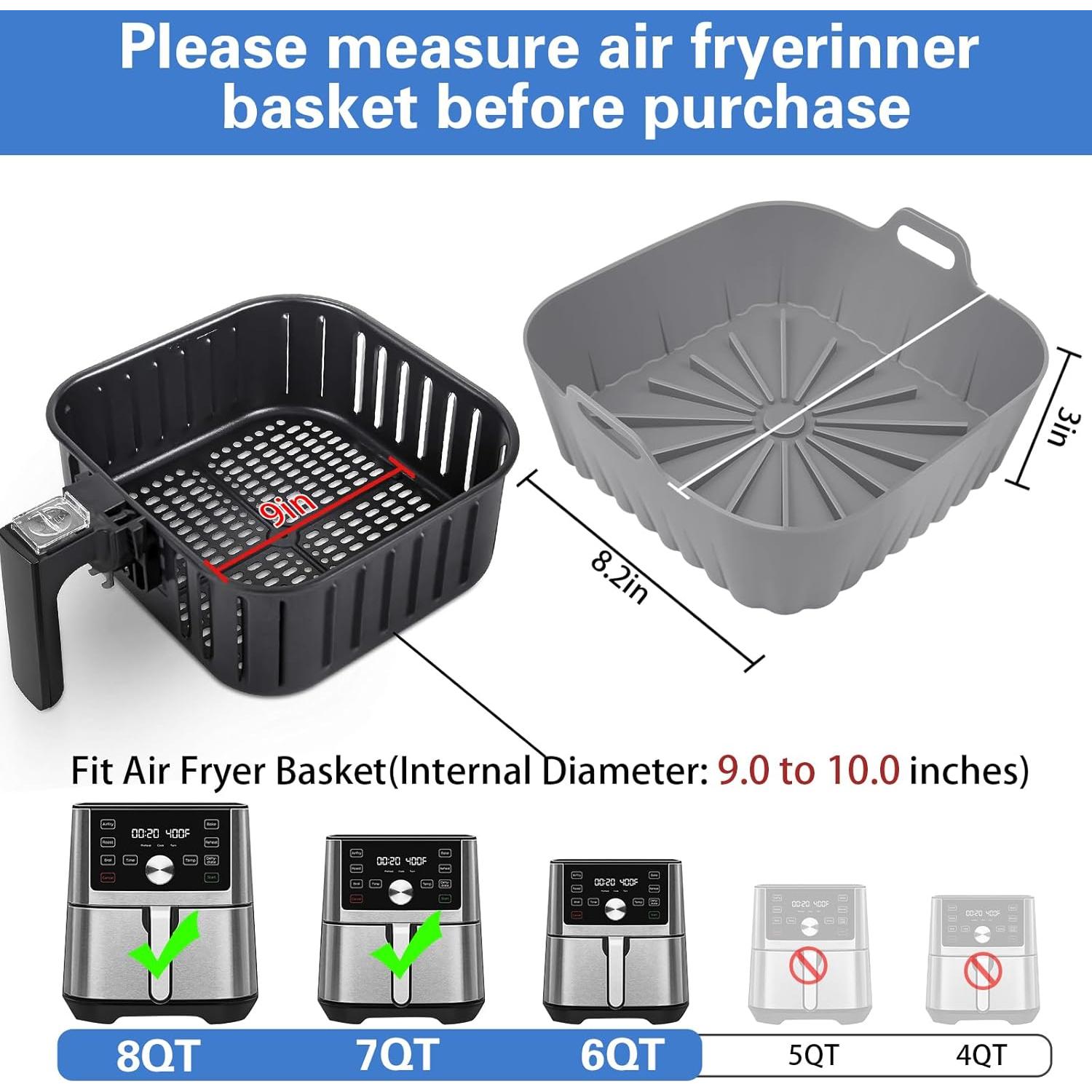 Forros de Silicona ZXZMZT para Freidora de Aire 9" Cuadrados