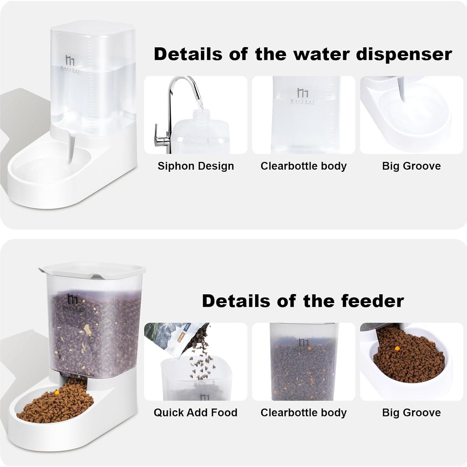 Dispensador Automático de Comida y Agua Marchul 3.8L para Gatos y Perros