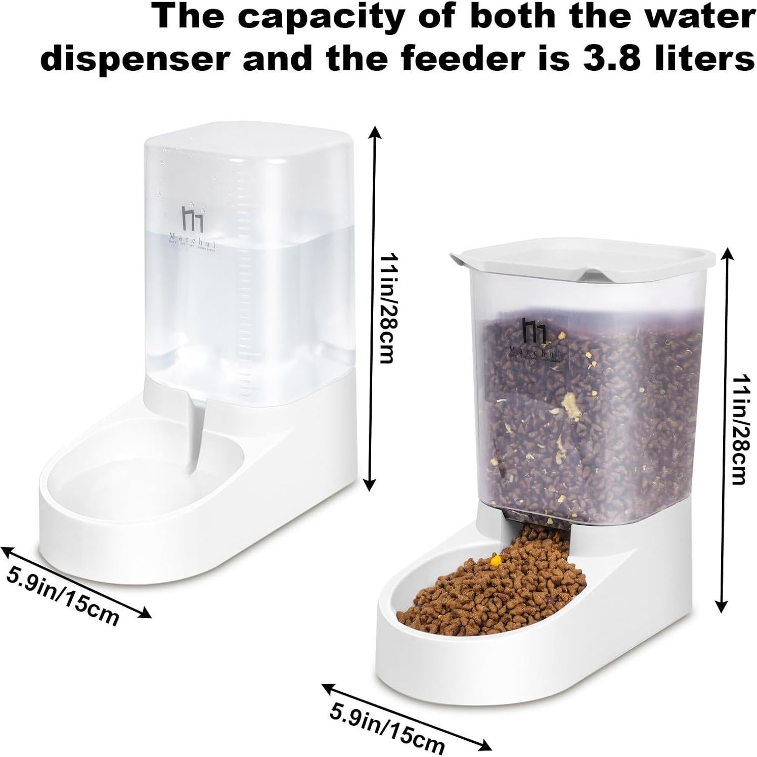 Dispensador Automático de Comida y Agua Marchul 3.8L para Gatos y Perros