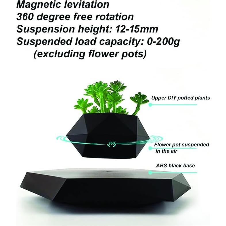 Maceta Flotante LMingKun Negra con Levitación Magnética