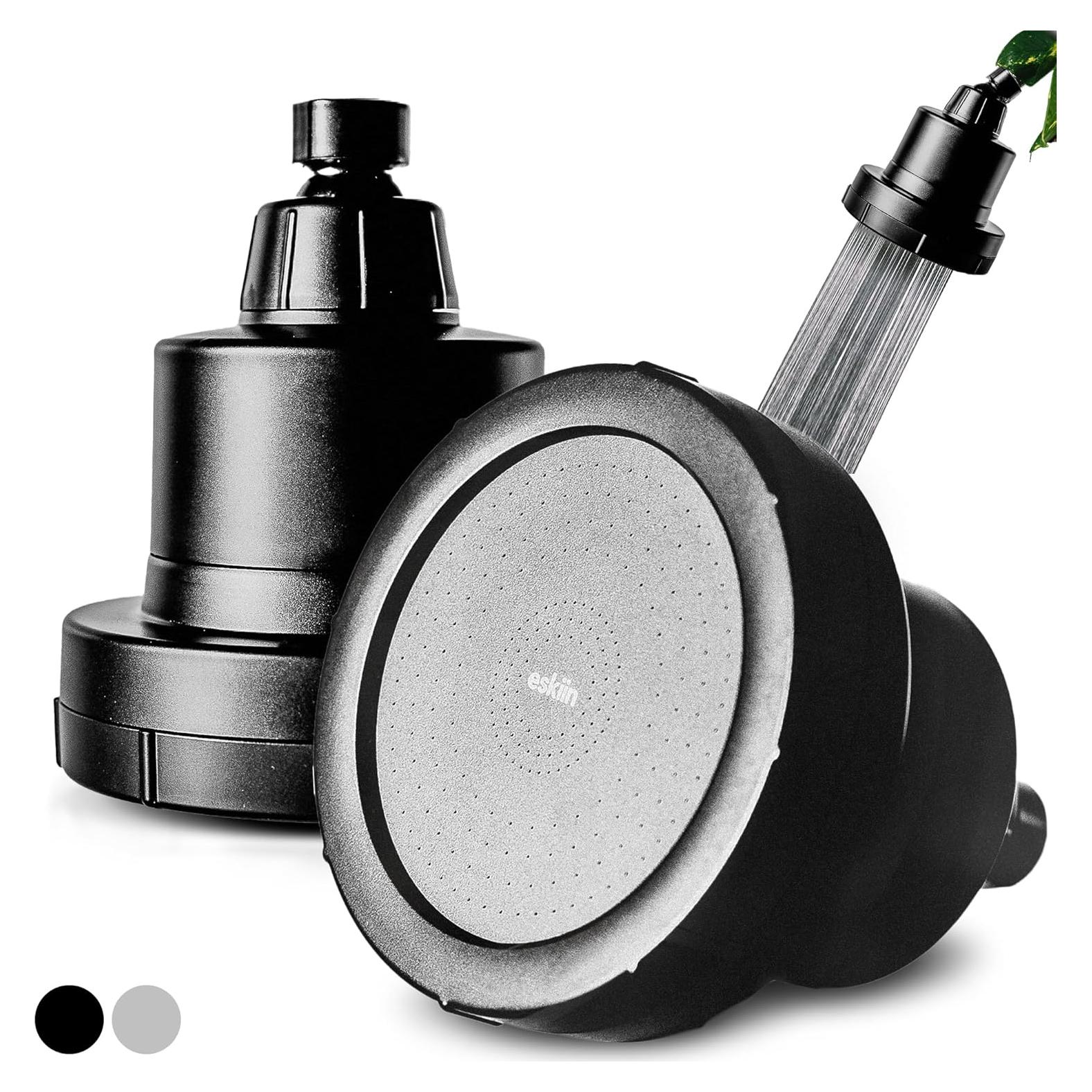 Cabezal de Ducha Filtrado Eskiin - Alta Presión, Agua Dura, Negro