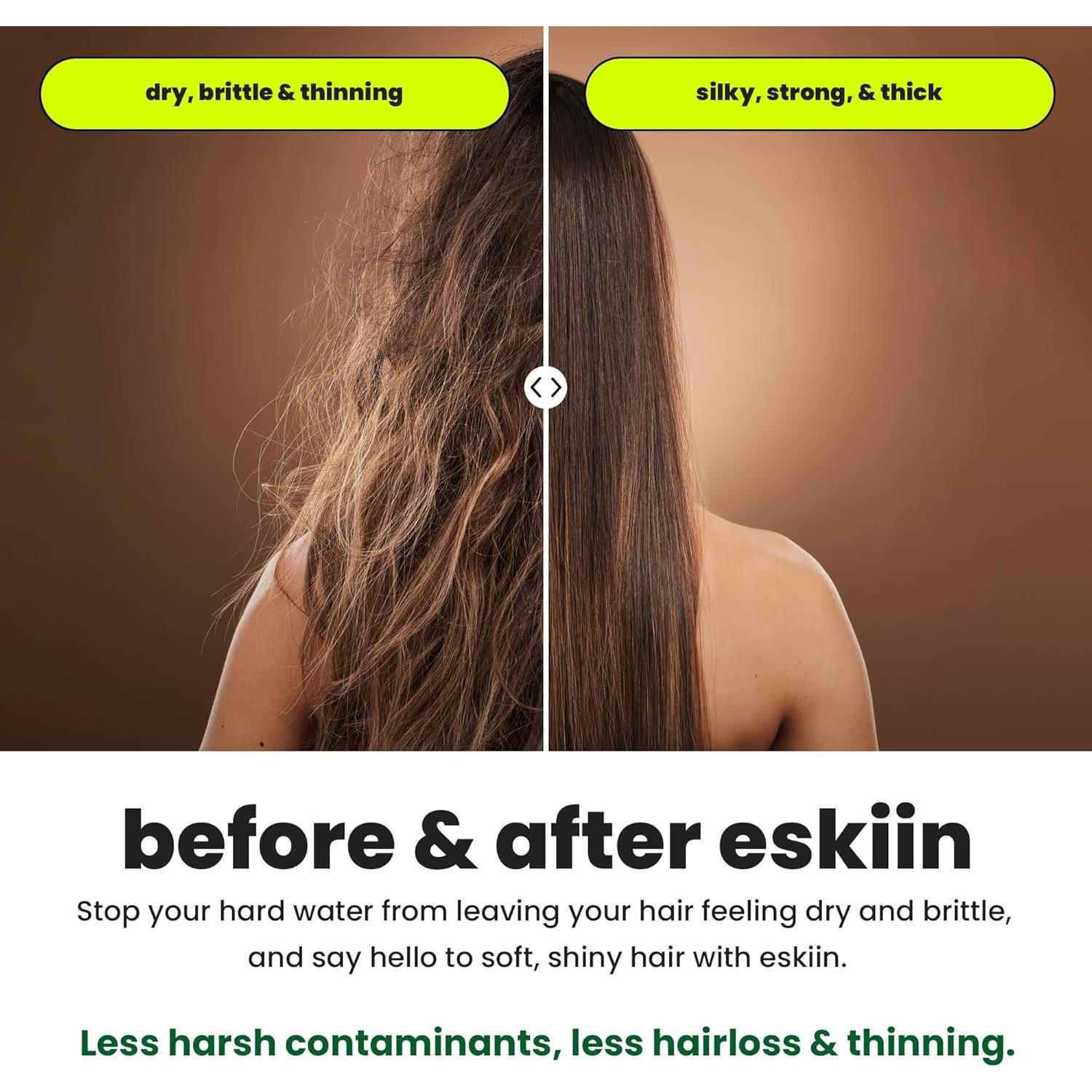 Cabezal de Ducha Filtrado Eskiin - Alta Presión, Agua Dura, Negro