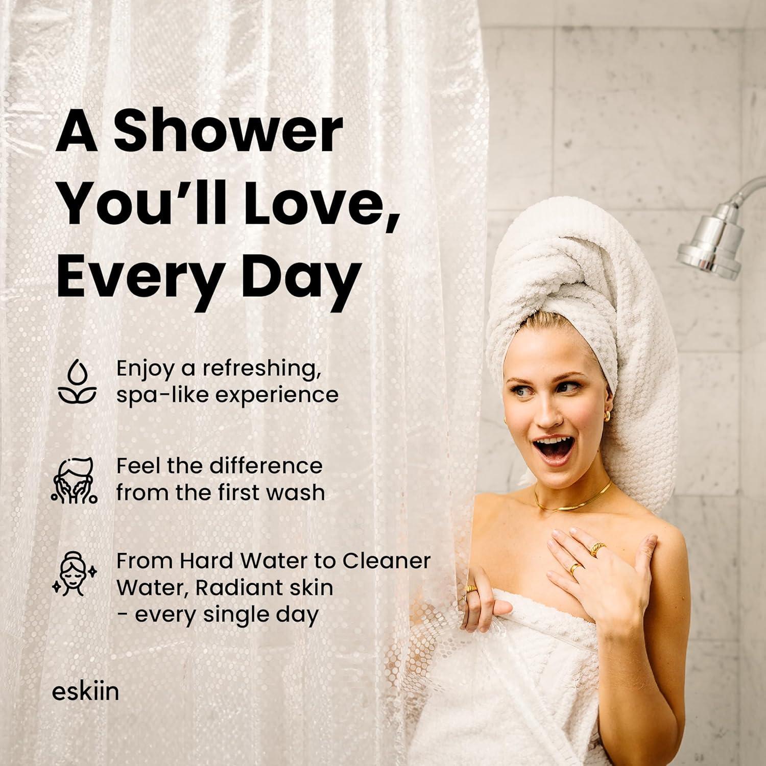 Cabezal de Ducha Filtrado Eskiin - Alta Presión, Agua Dura, Negro