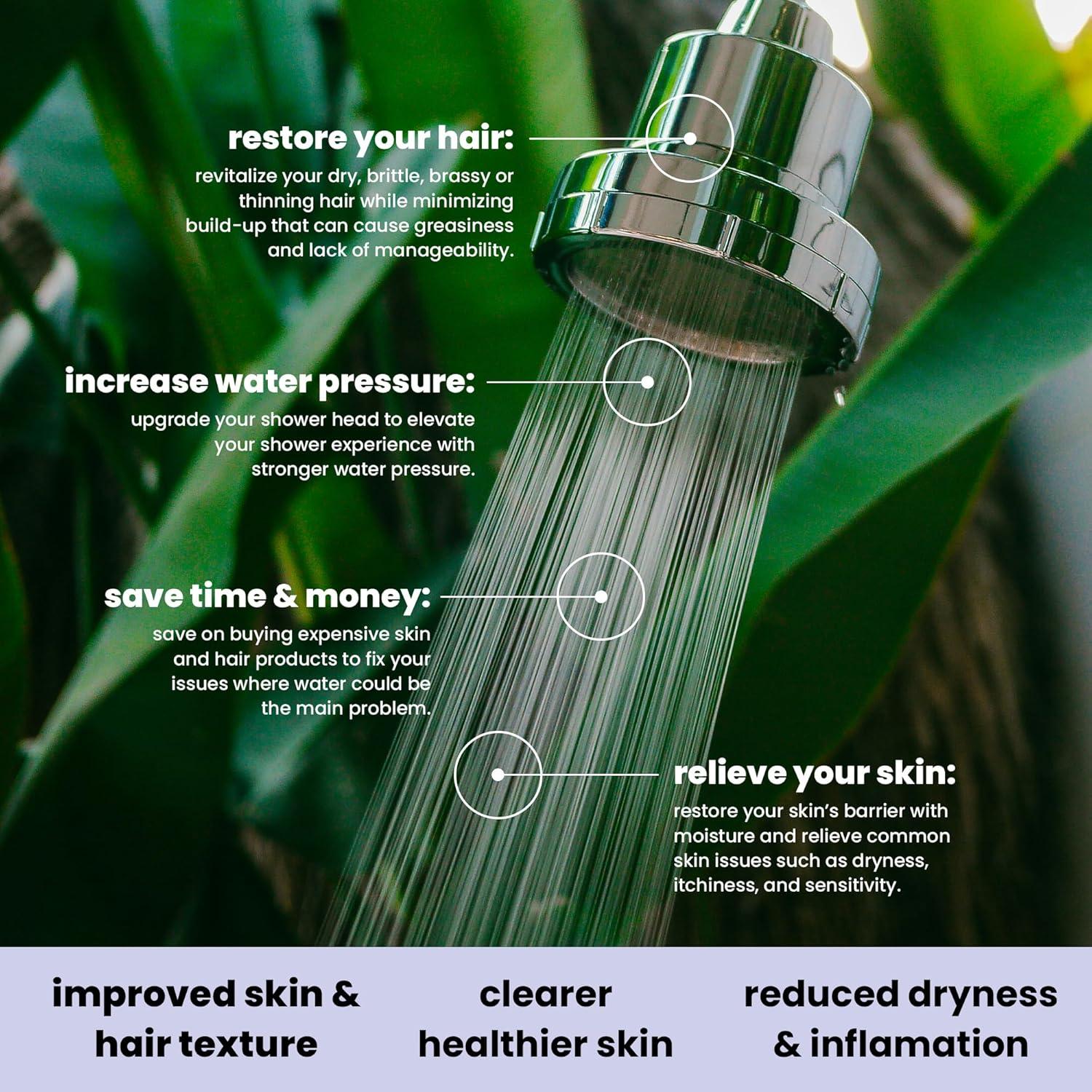 Cabezal de Ducha Filtrado Eskiin - Alta Presión, Agua Dura, Negro