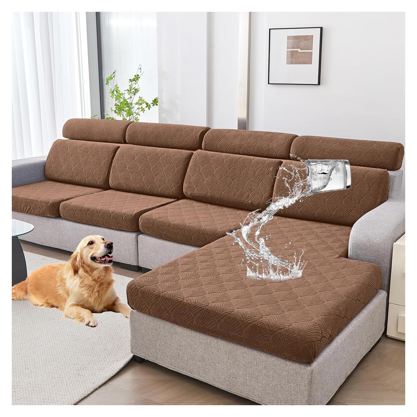 Funda de Cojín de Sofá Genina Grande Impermeable Marrón