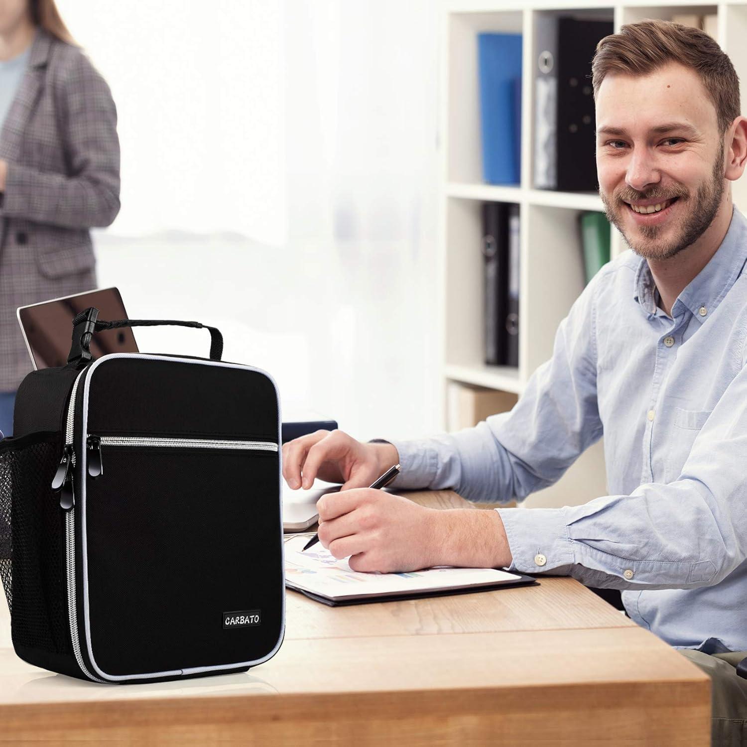 Bolsa de Almuerzo Térmica Reutilizable CARBATO Negra 22x11x26cm