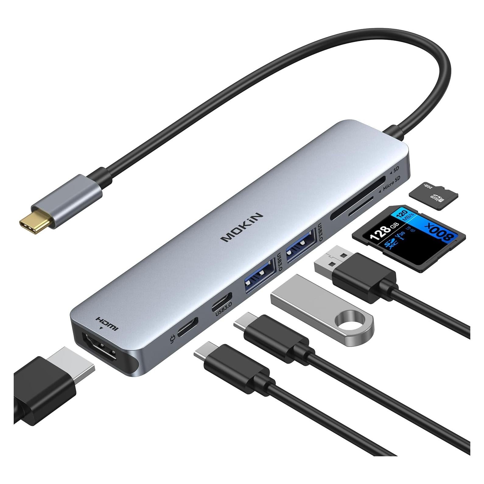 Adaptador MOKiN USB C Hub 7 en 1 HDMI 4K para MacBook Pro/Air