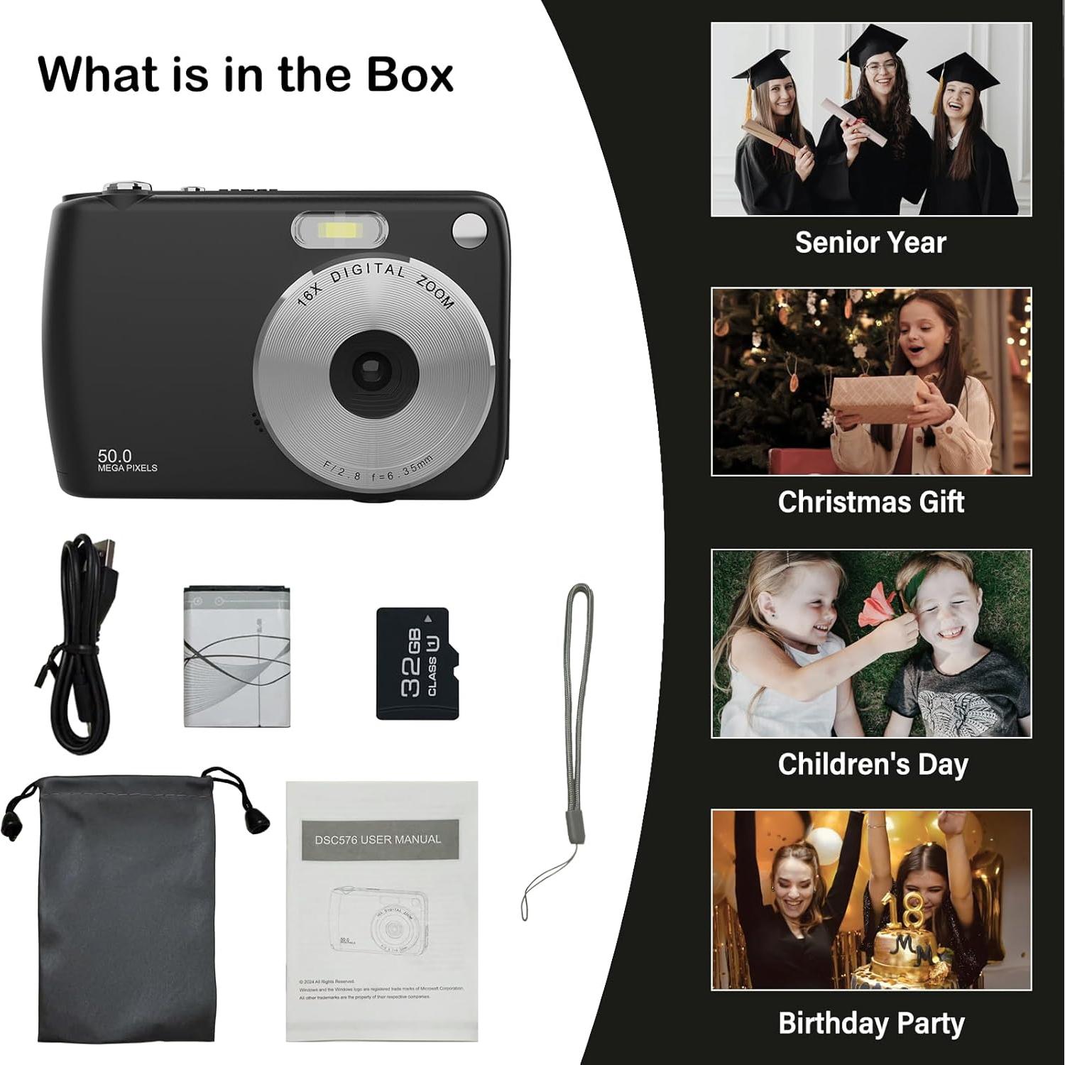 Cámara Digital para Niños YingCheng 50MP FHD 1080P Zoom 16X