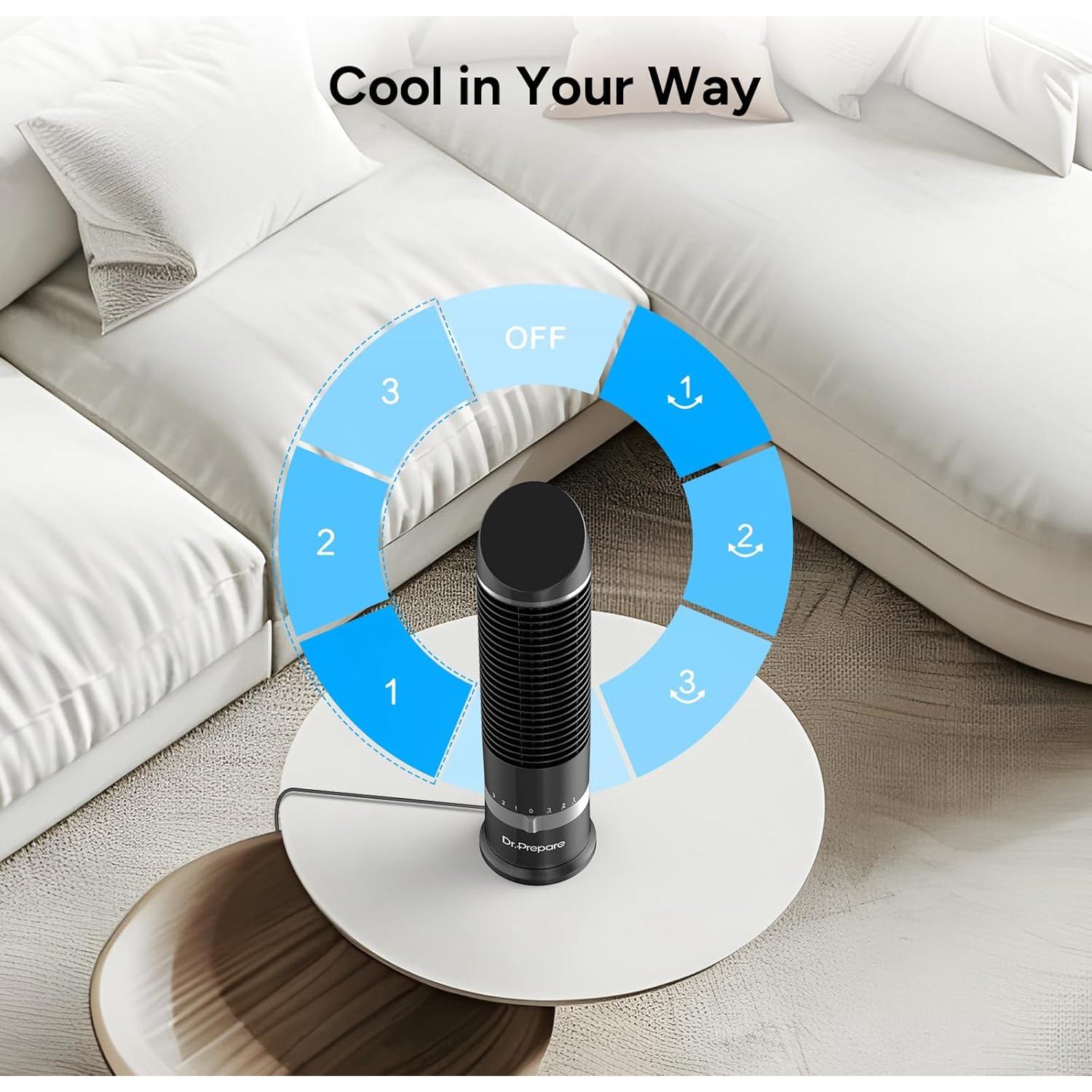 Ventilador de Torre DR.PREPARE 16" Oscilante 3 Velocidades