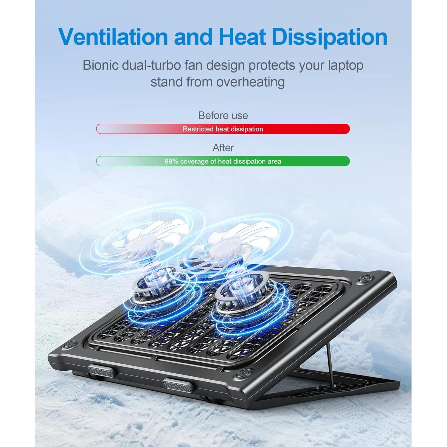 Soporte de Enfriamiento para Laptop MOKURU C400 Negro 10-15.6"