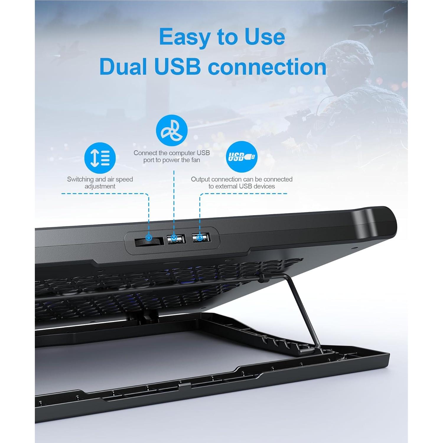 Soporte de Enfriamiento para Laptop MOKURU C400 Negro 10-15.6"