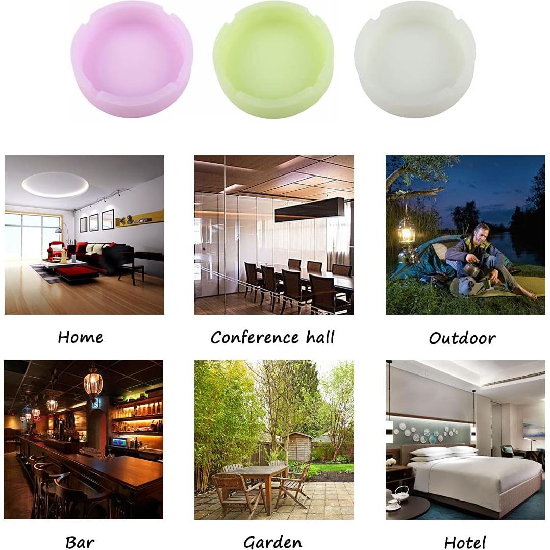 Cenicero Luminoso de Silicona HOWDIA - Paquete de 3, Resistente al Calor