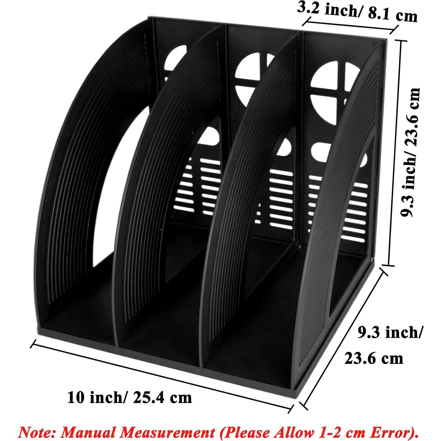 Soporte de Revistas SAYEEC 2 Pcs Negro 3 Secciones Plástico