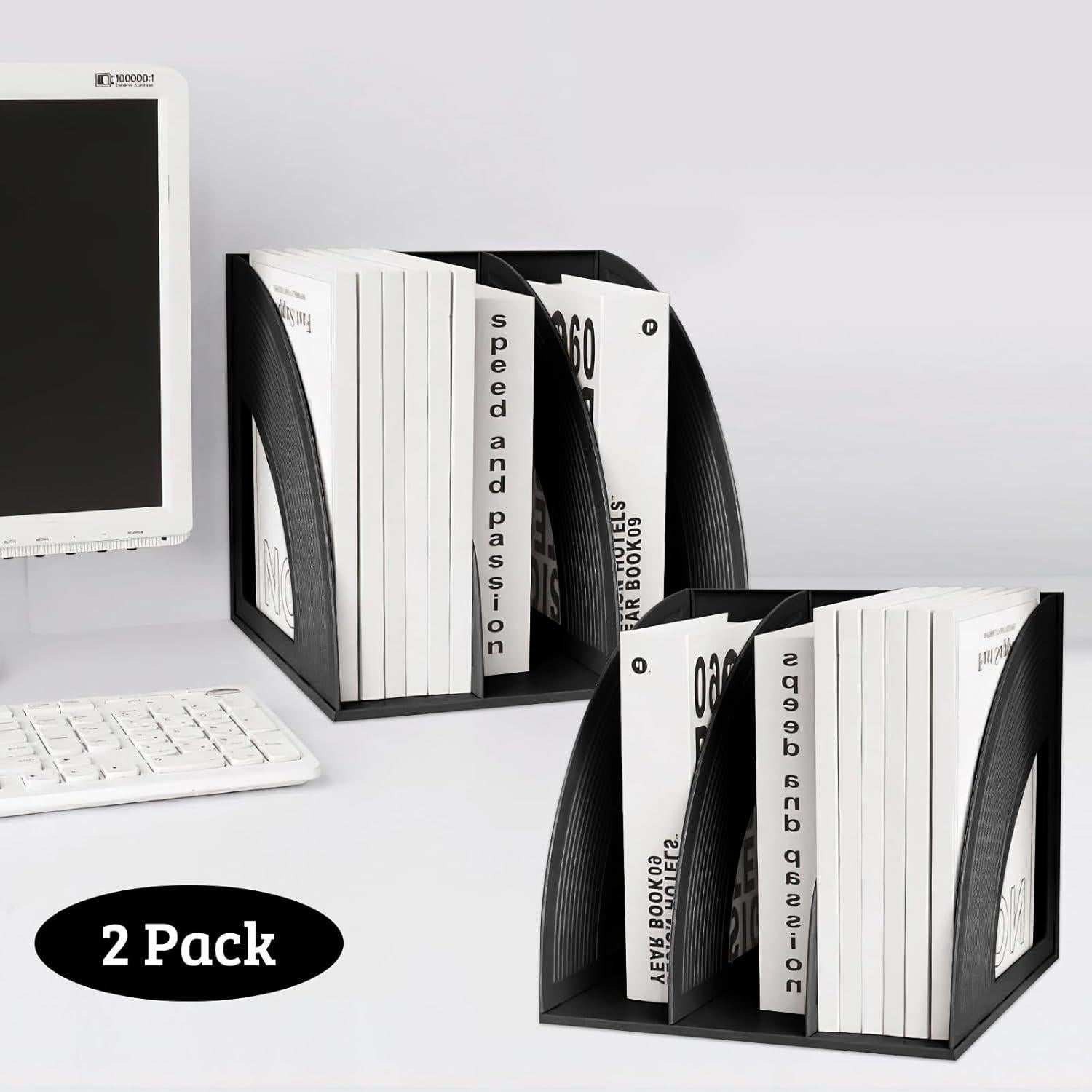 Soporte de Revistas SAYEEC 2 Pcs Negro 3 Secciones Plástico