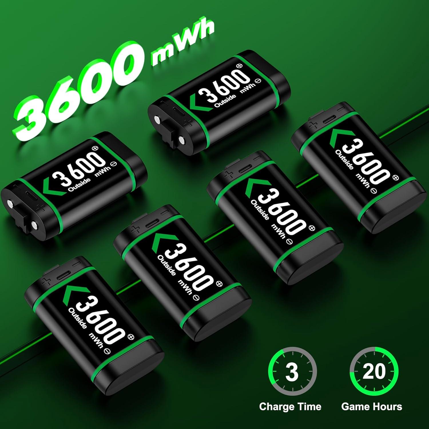 Batería Recargable DINOSTRIKE 6x3600mWh para Xbox One/Series X|S