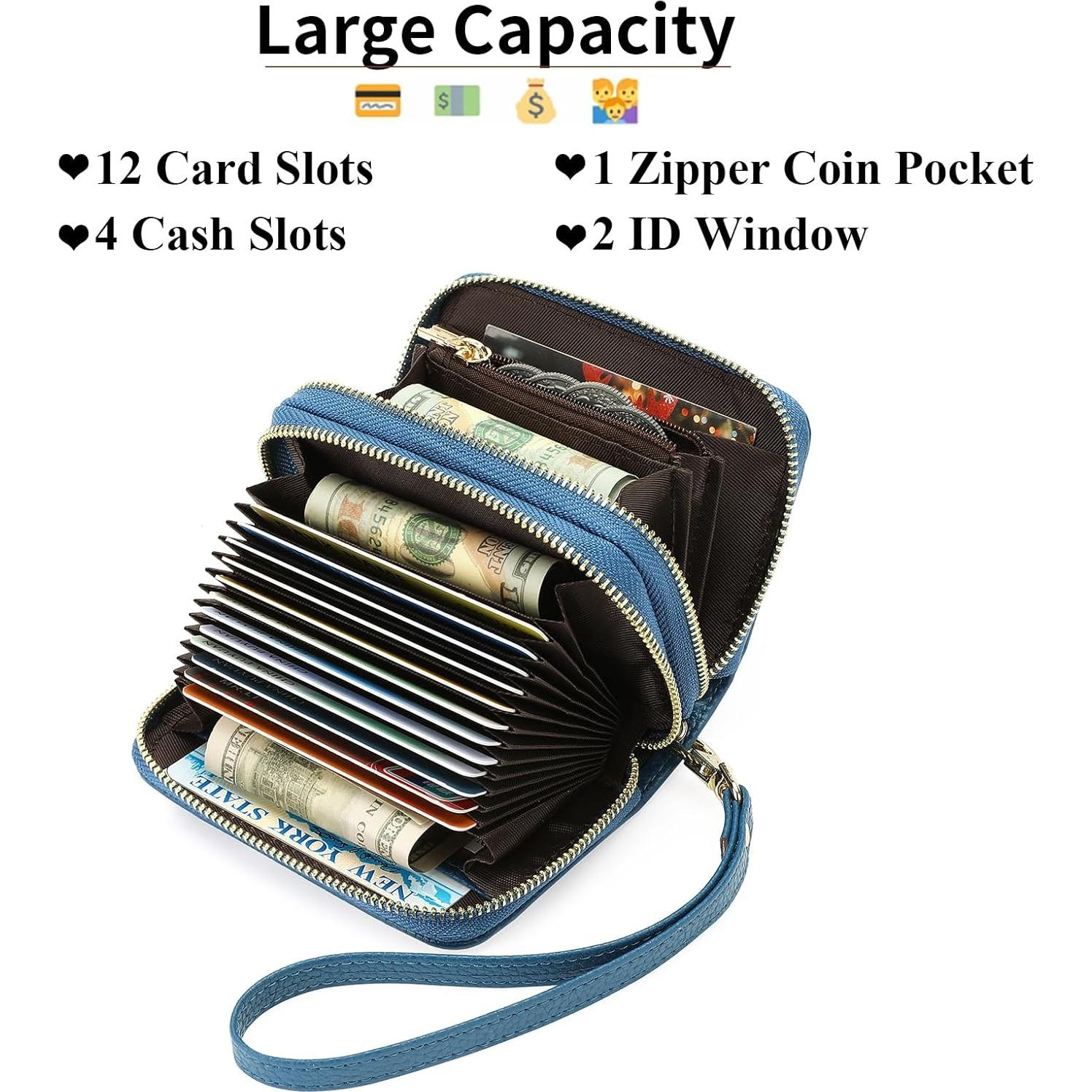 Cartera Portatarjetas RFID GOIACII de Cuero para Mujeres Azul