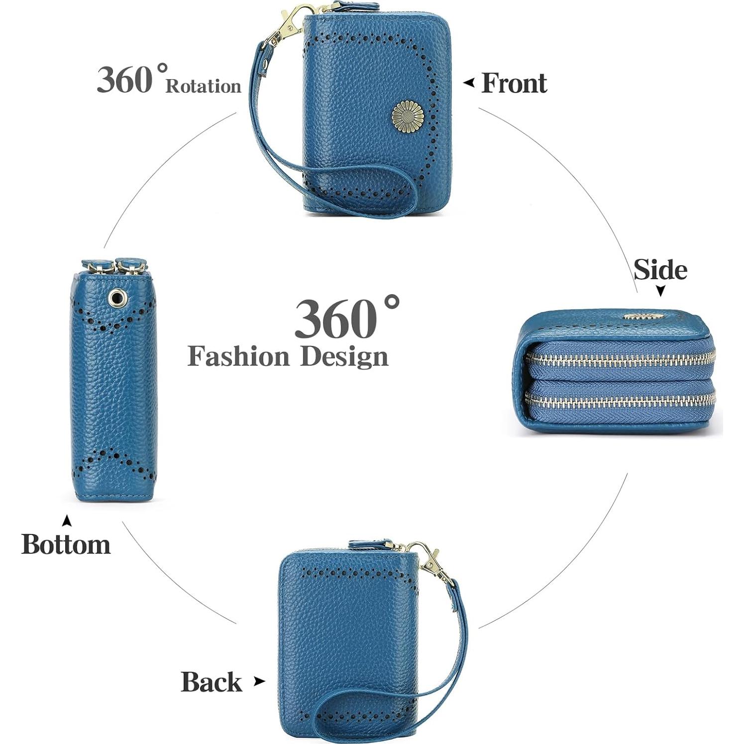 Cartera Portatarjetas RFID GOIACII de Cuero para Mujeres Azul